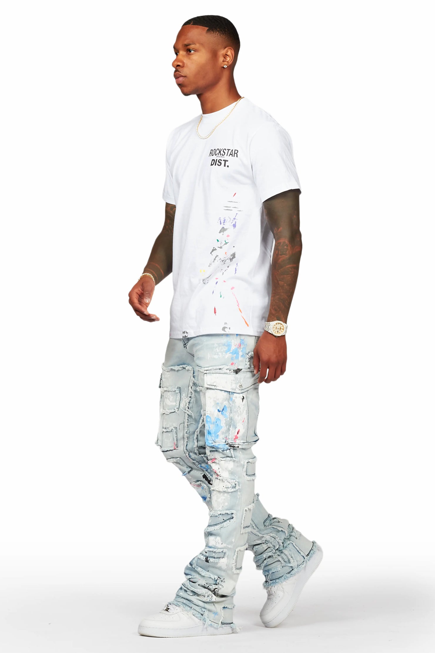 Farren Blue Painter Stacked Flare Jean