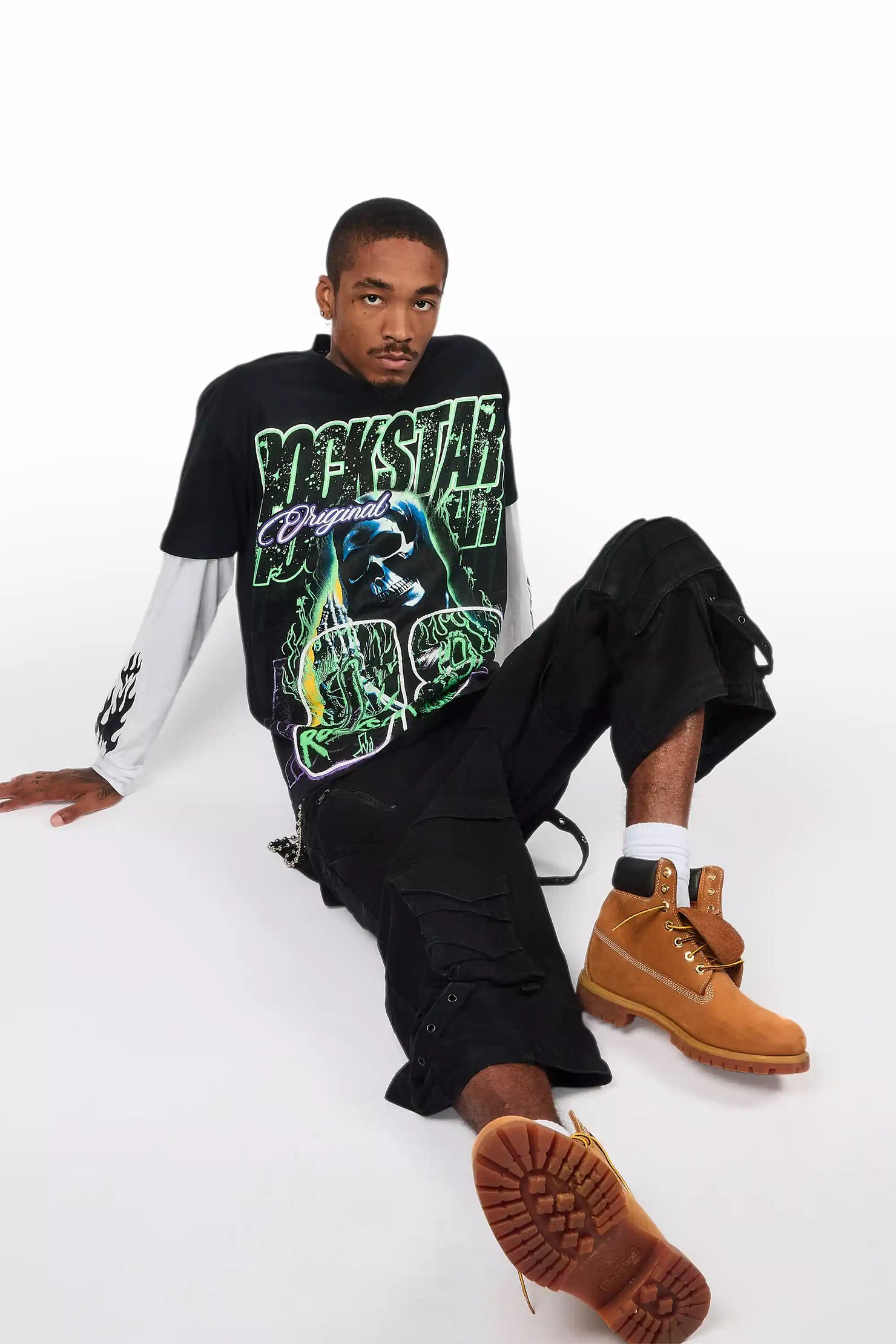 Three Maxi Jet Black Baggy Fit Jean