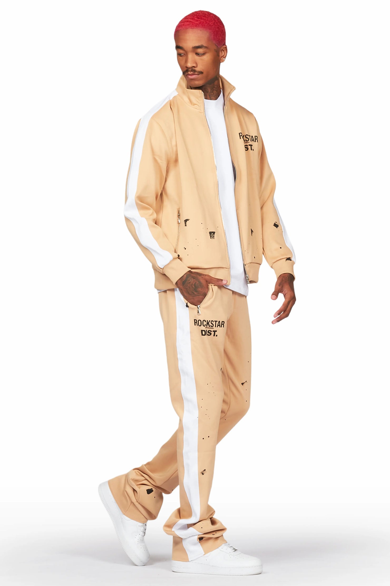 Raffer Beige Super Stacked Tricot Track Set