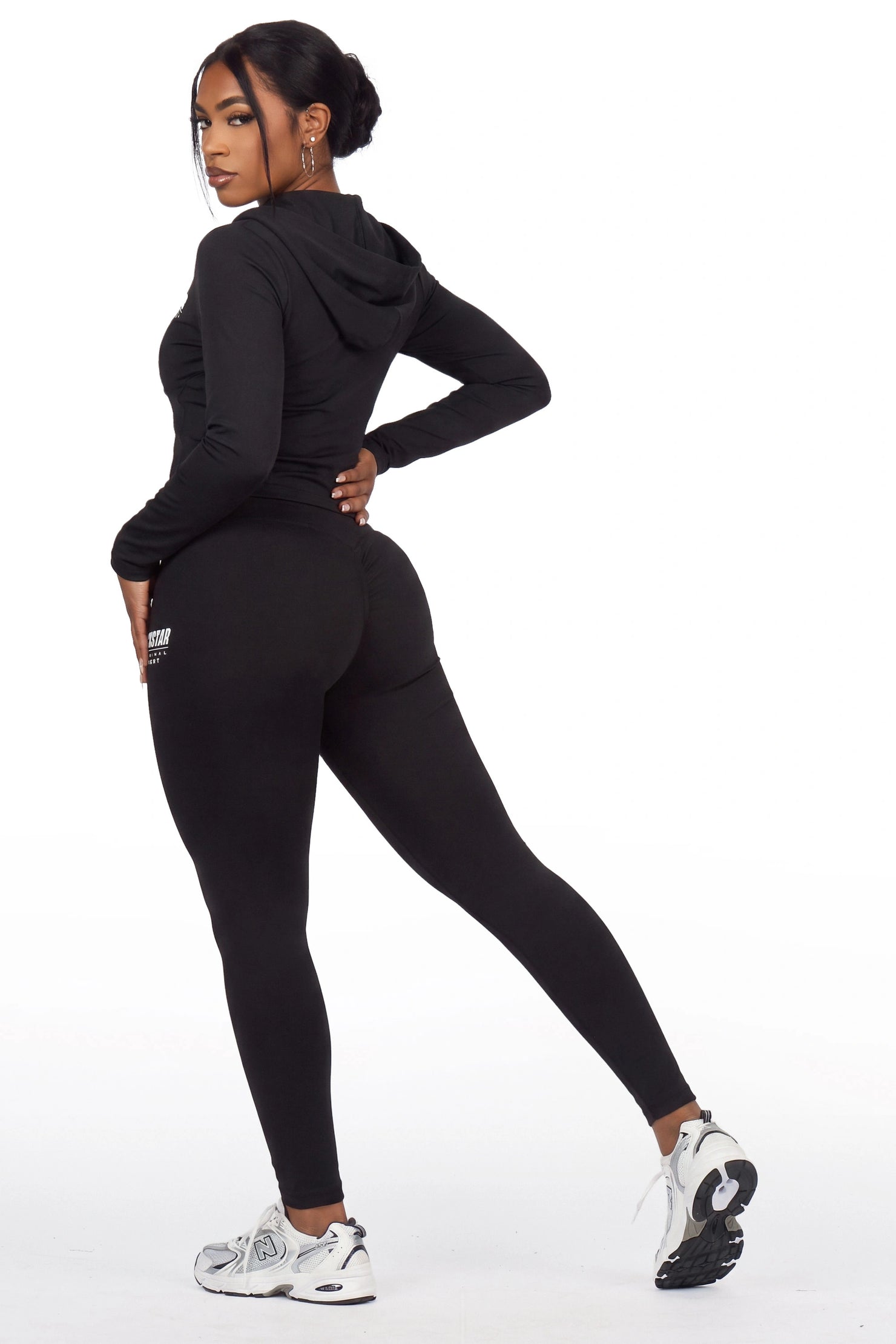 Sabitha Black Zip Up Hoodie Legging Active Set