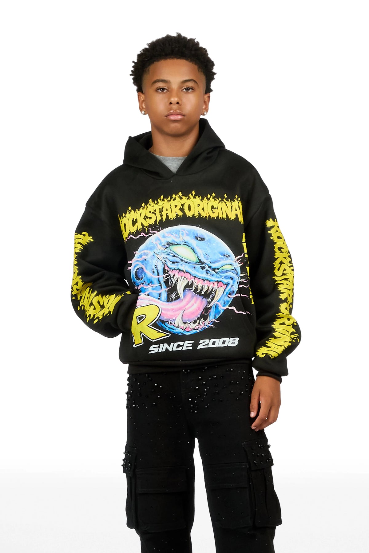 Boys Soren Black Graphic Hoodie