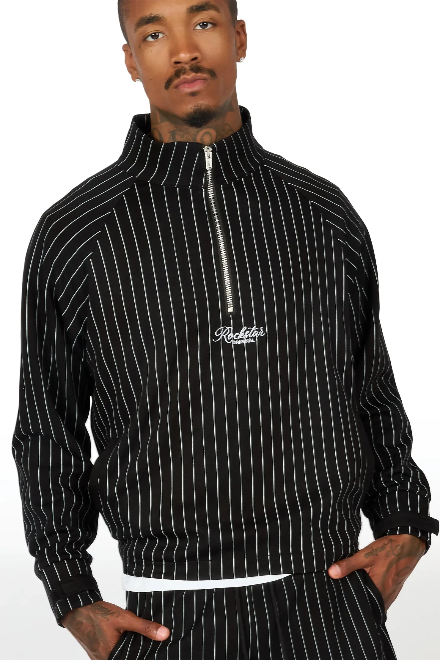 Hernan Black Quarter Zip Raglan Short Set
