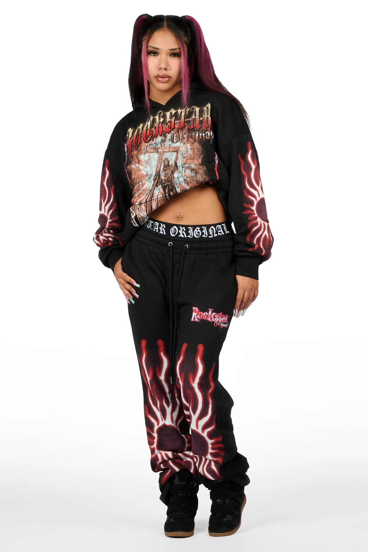 Xandria Black/Red Graphic Baggy Fit Track Set