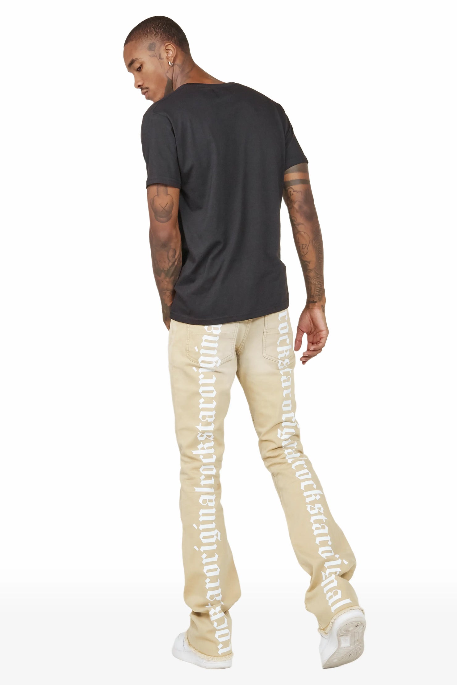 Loreto Khaki Stacked Flare Jean