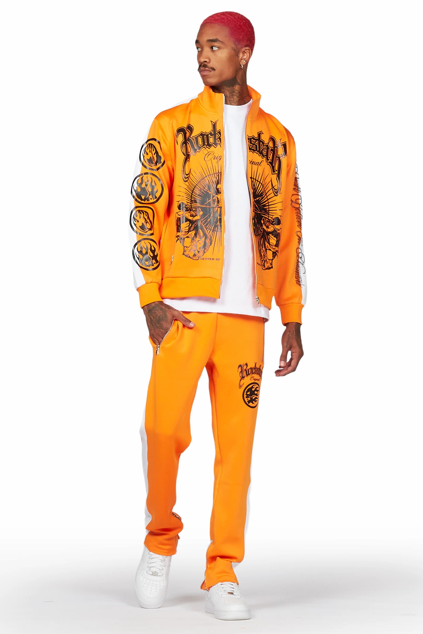 Yarden Orange Tricot Slim Fit Track Set