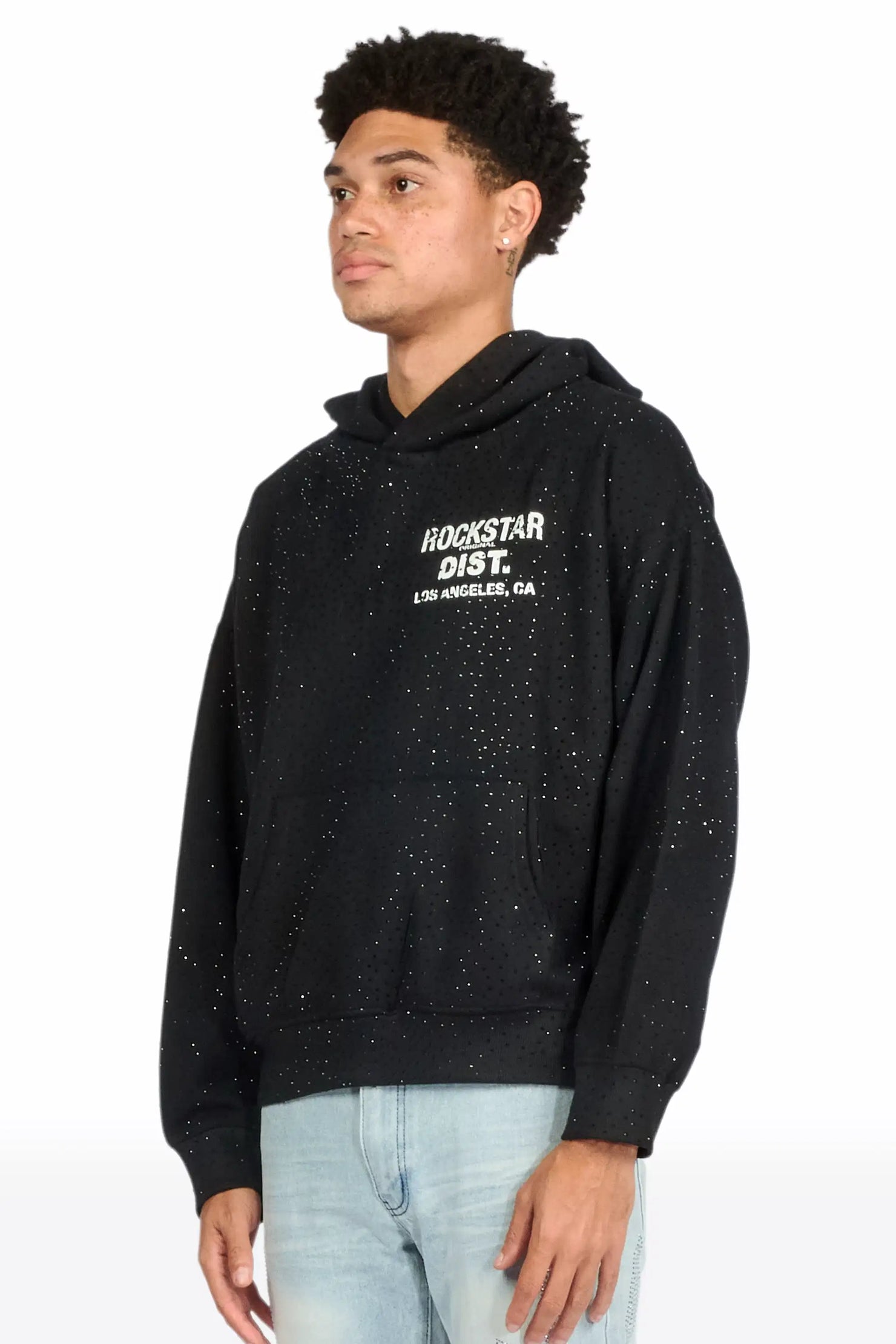 Lake Black Rhinestone Oversized Hoodie