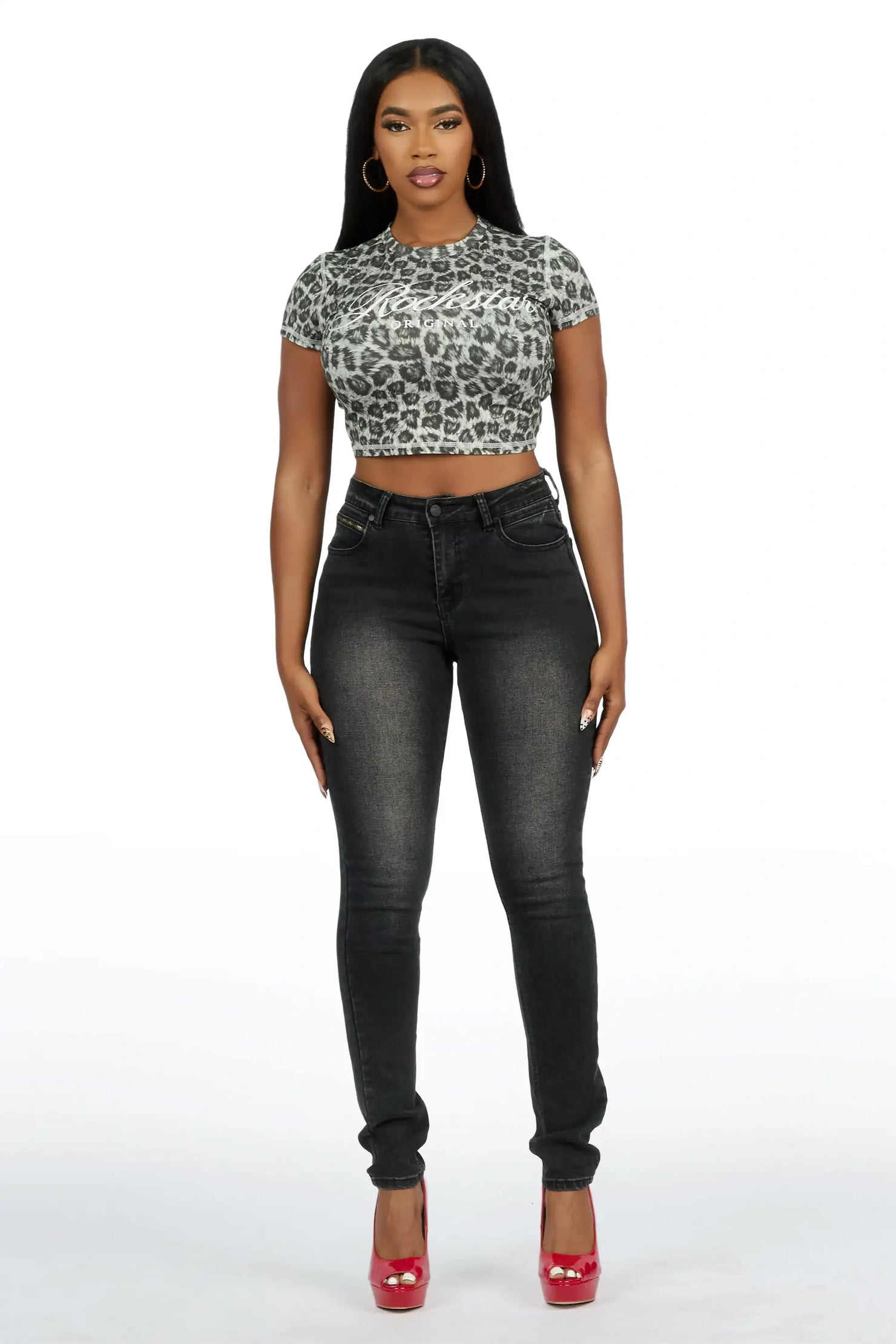 Sharae Grey Cheetah Baby Tee Shirt