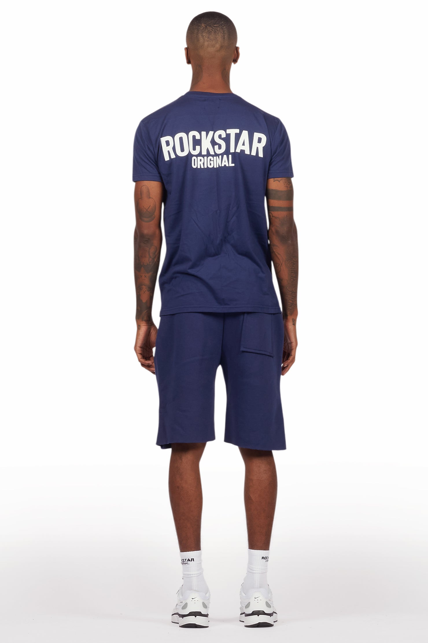 Sana Navy T-Shirt/Raw Edge Short Set