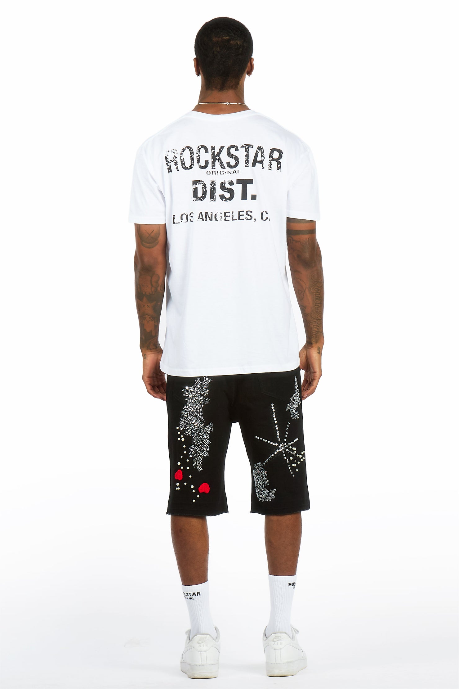 Rael Black Rhinestone Denim Short