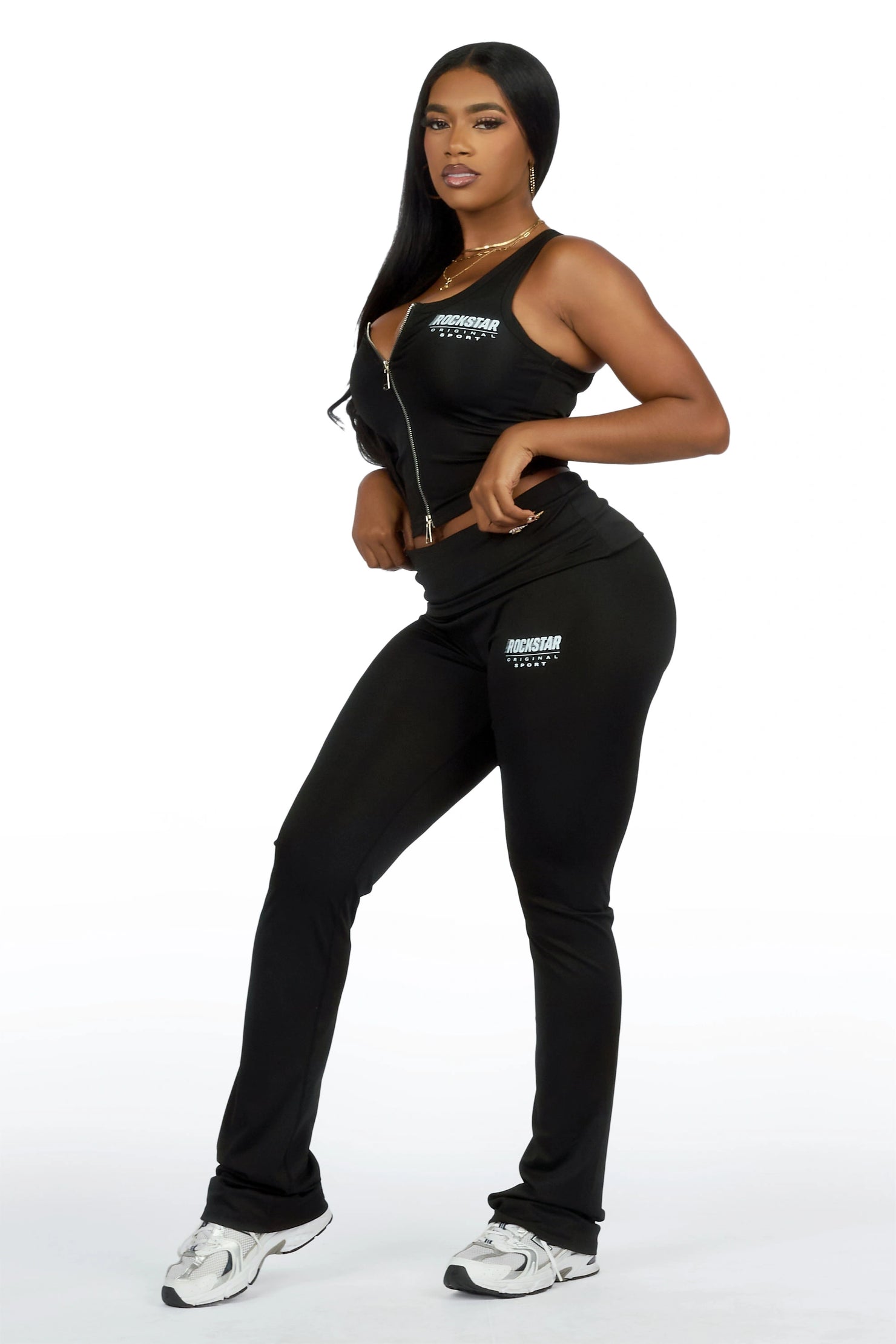 Colleen Black Tank Flare Pant Active Set