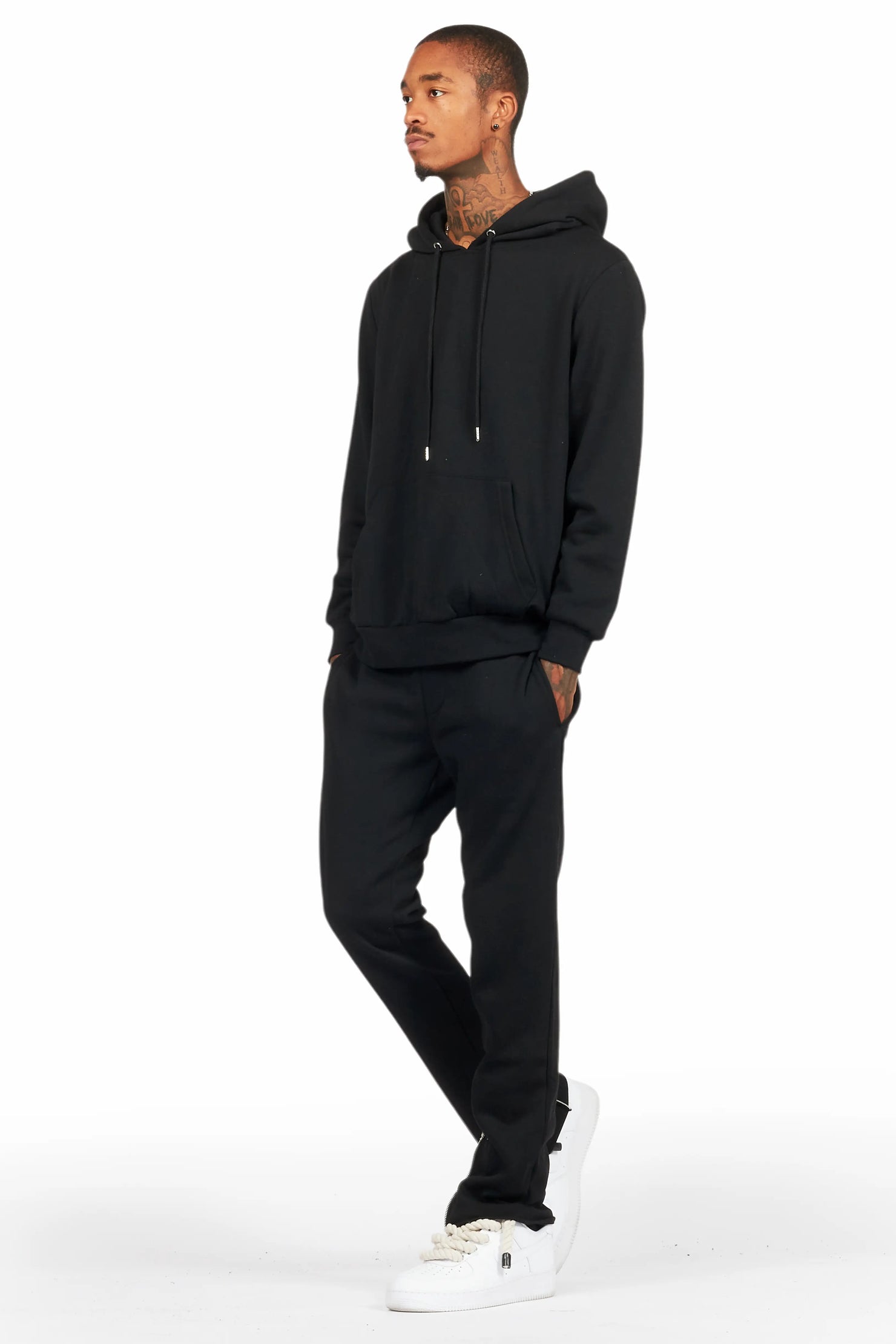 Basic Black Hoodie/Slim Fit Track Set