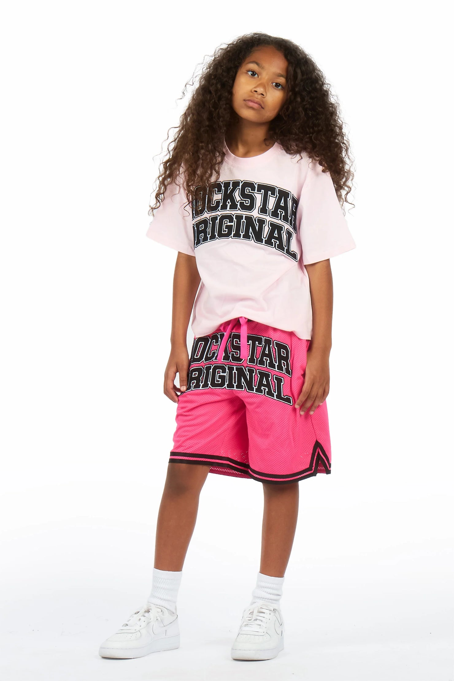Girls Vanissa Pink Fitted T-Shirt Short Set
