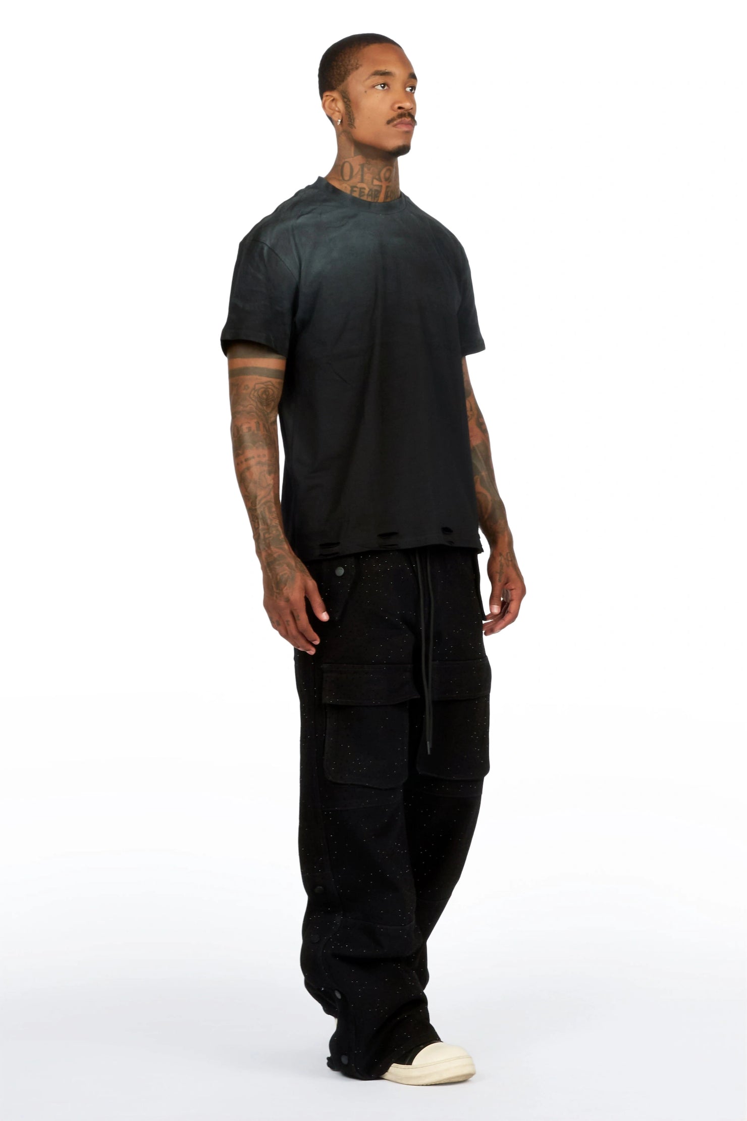 Yuri Black Rhinestone Baggy Fit Jean