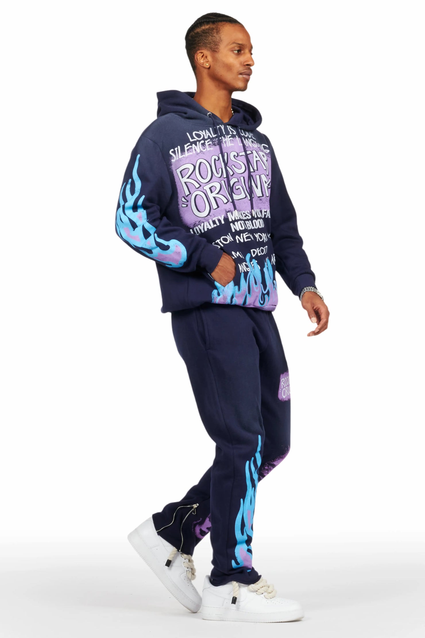 Beno Navy Slim Fit Hoodie Track Set