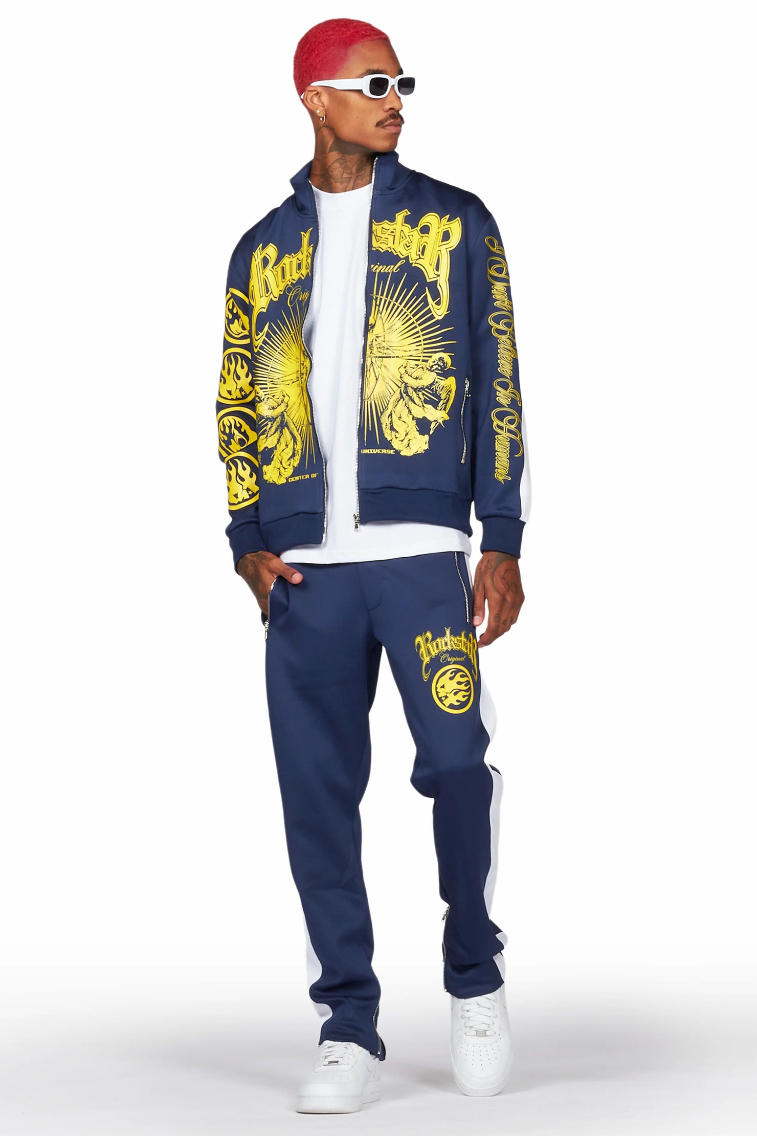 Yarden Navy Tricot Slim Fit Track Set