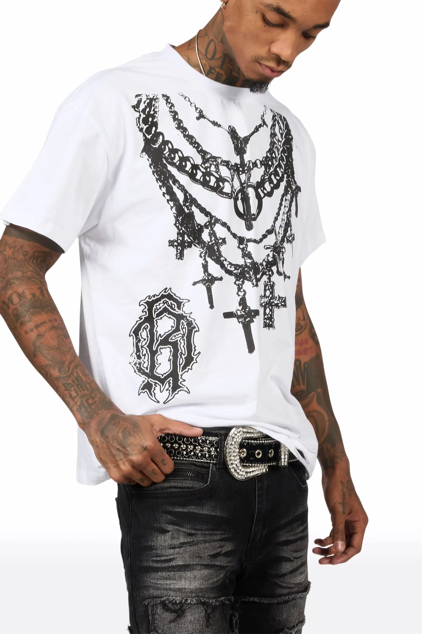 Nyro White Oversized Graphic T-Shirt