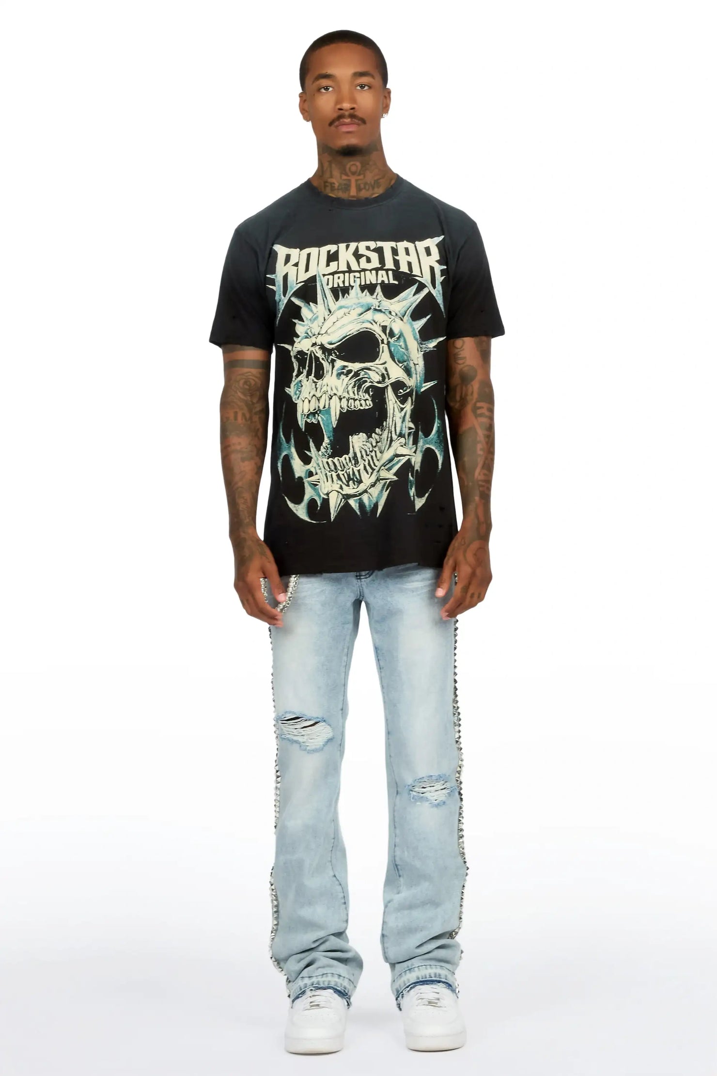 Tyce Light Blue Pearl Stacked Fit Jean