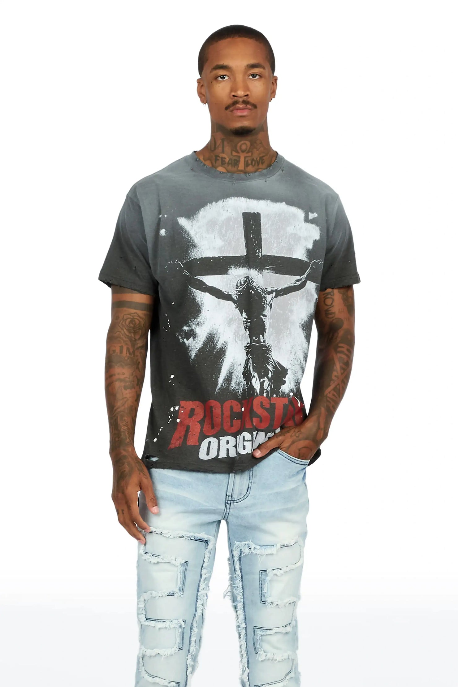 Wafers Charcoal Oversized Graphic T-Shirt