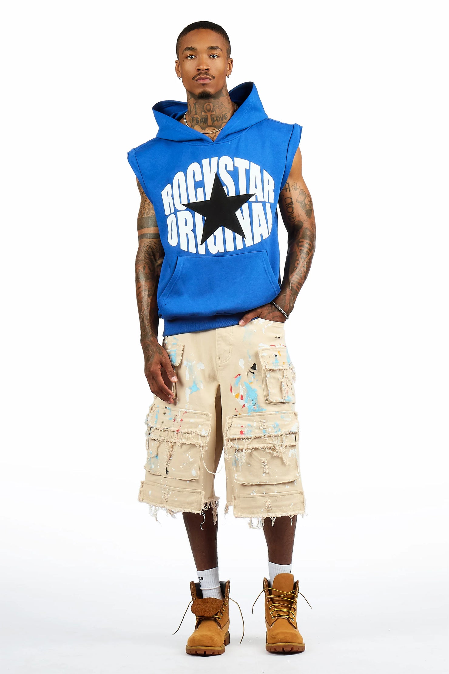States 2.0 Royal Blue Cut Sleeve Hoodie