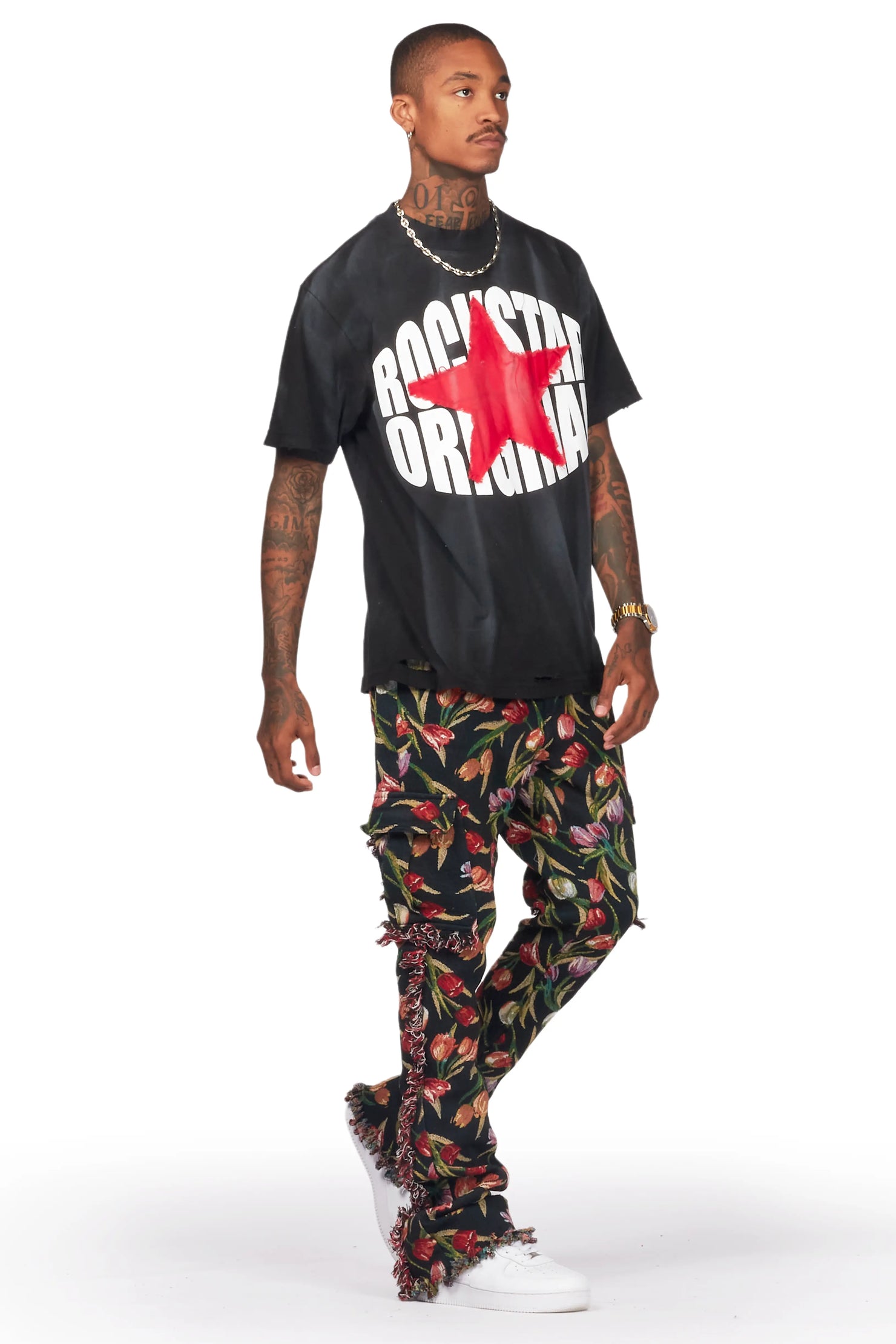 Ayami Black Slim Tapestry Flare Jean