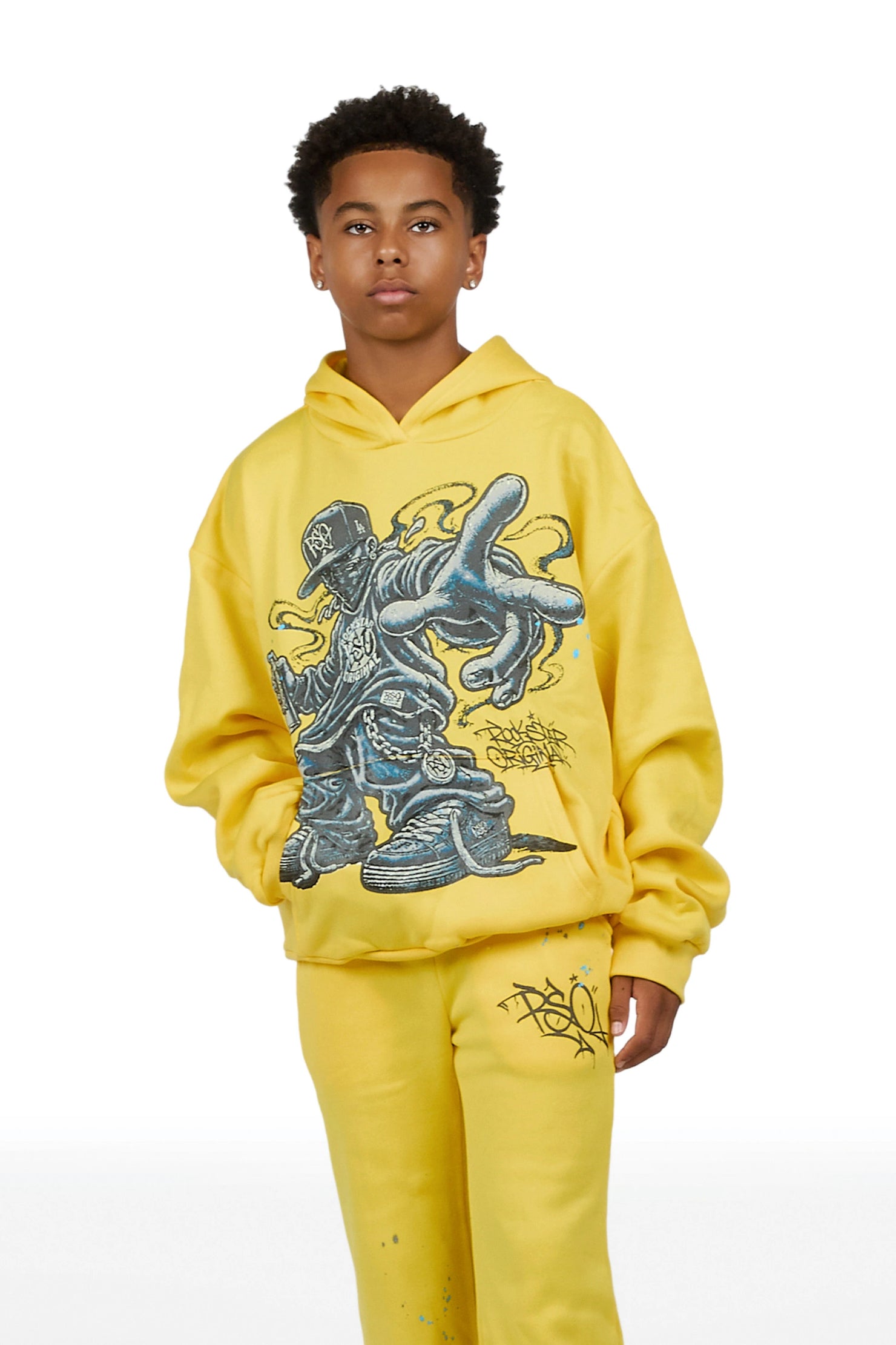 Boys Solace Yellow Graphic Hoodie Track Set