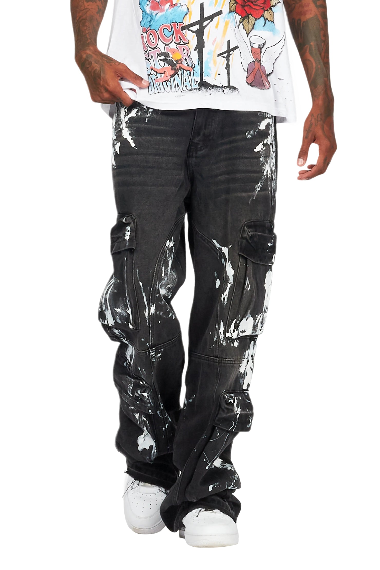 Alary Painter Black Baggy Fit Cargo Jean
