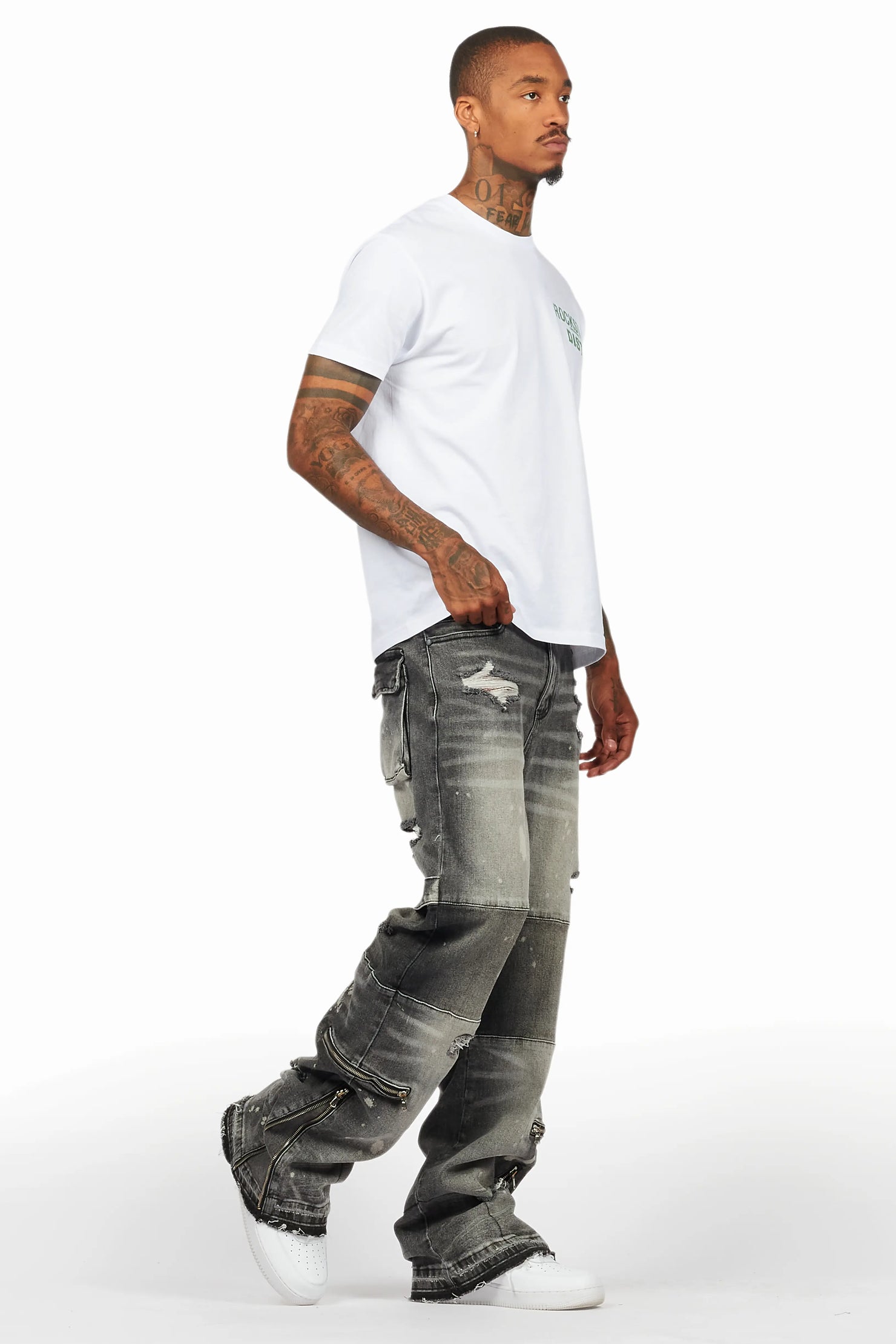 Grib Grey Bleach Baggy Jean