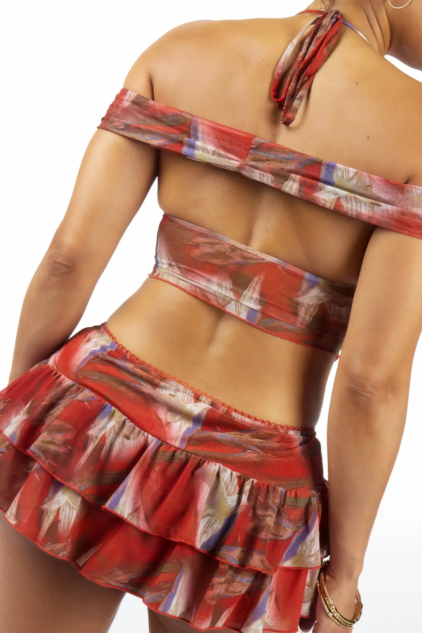 Two to Tango Rust  Mini Ruffle Skirt Set