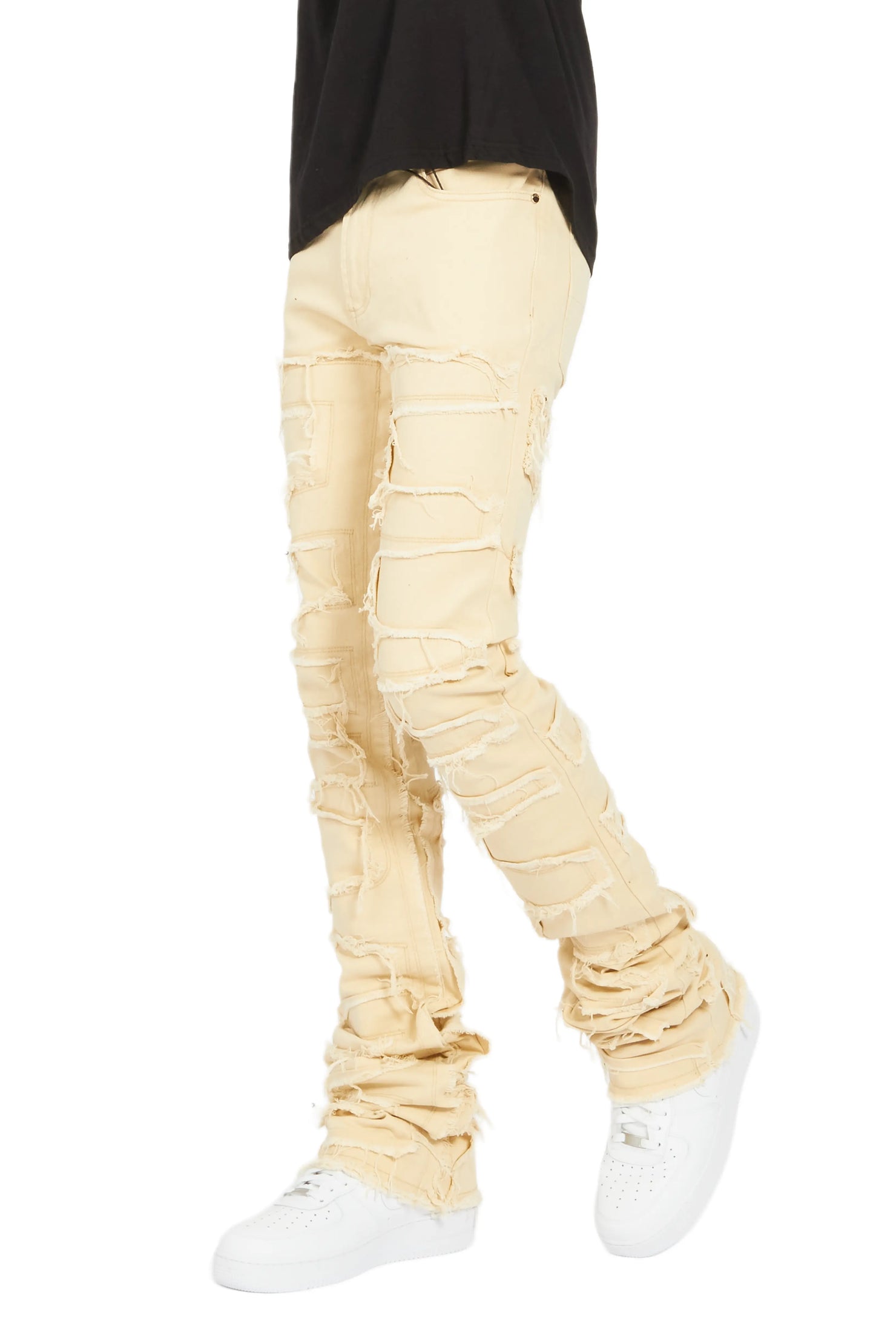 Hallie Beige Super Stacked Flare Jean