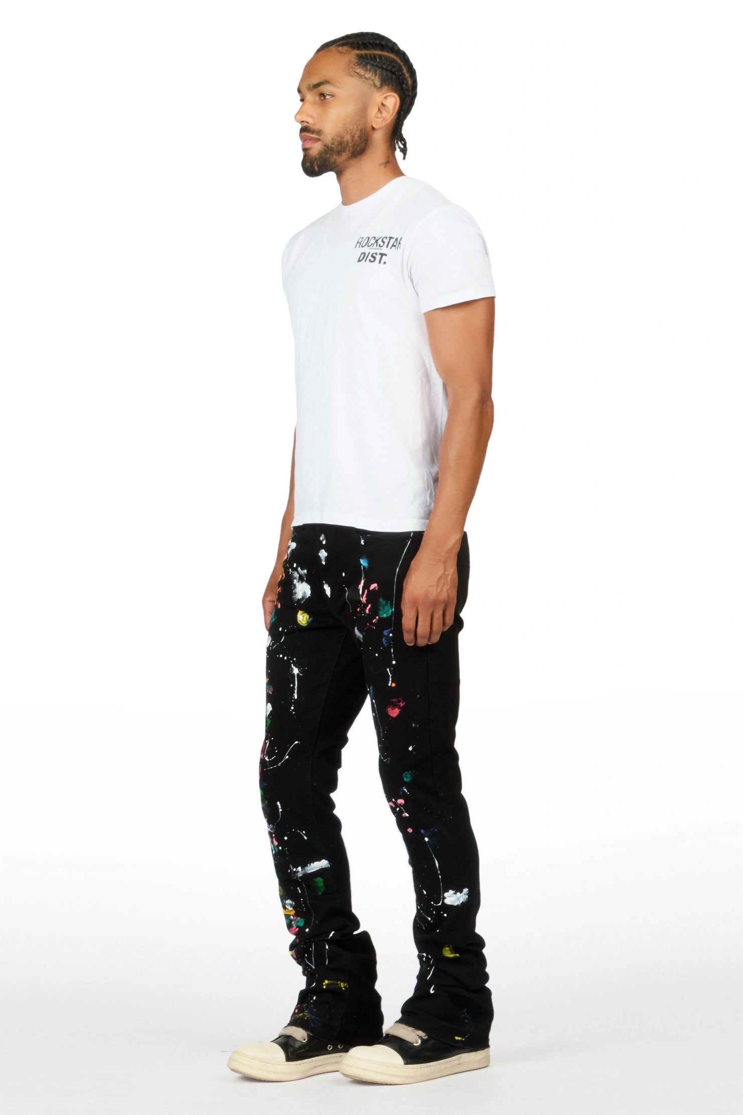 Antoni Black Painter Stacked Flare Jean