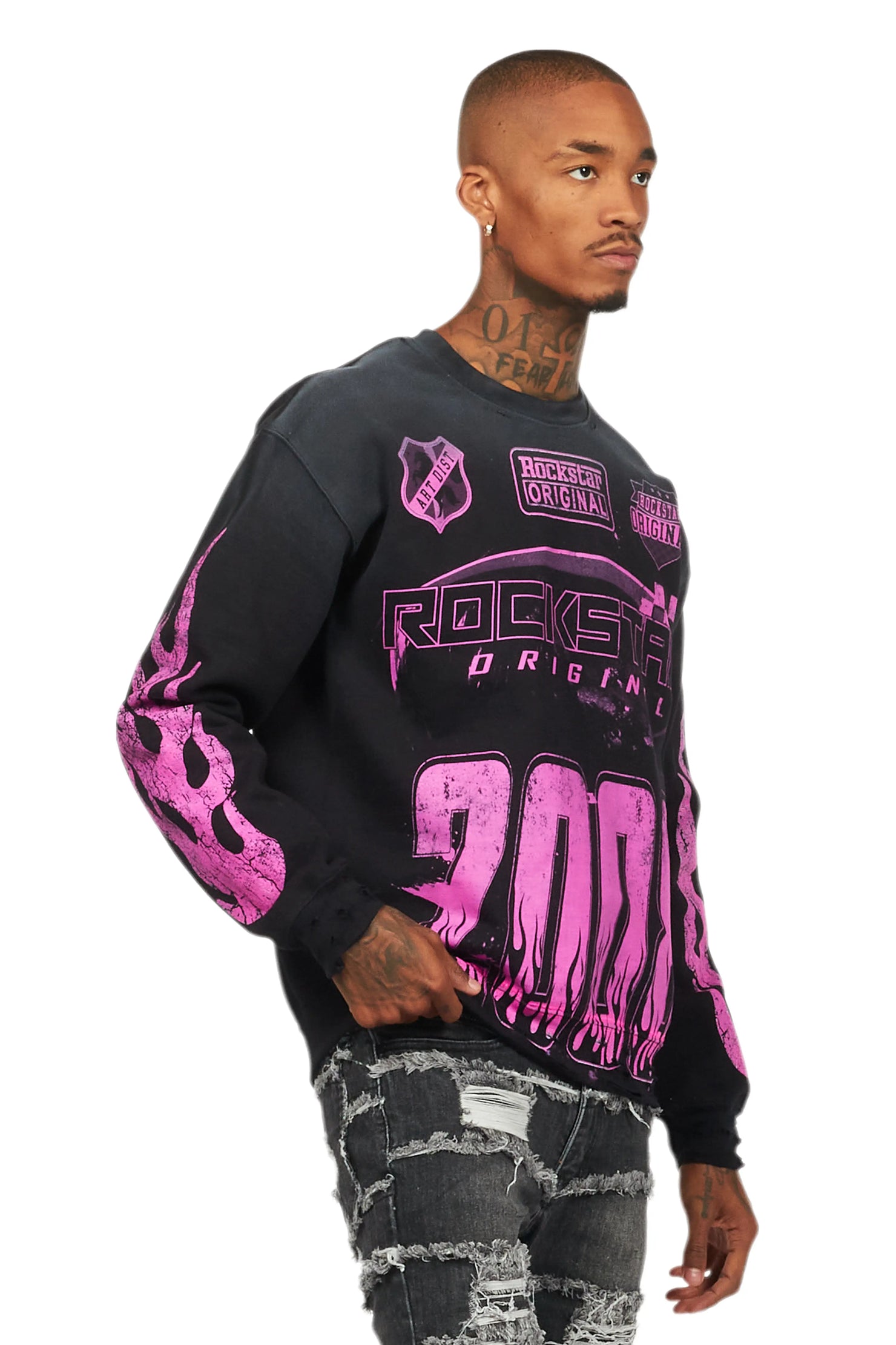 Amos Black/Pink Graphic Crewneck