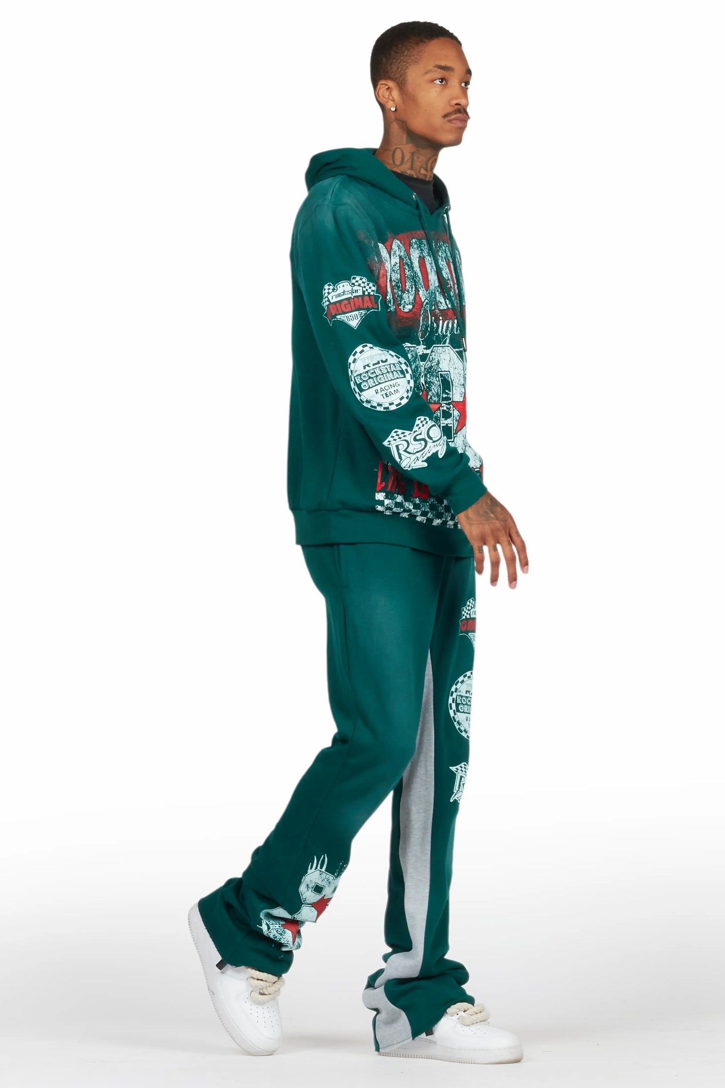 Racing Grung Dark Green Hoodie/Baggy Track Pant Set