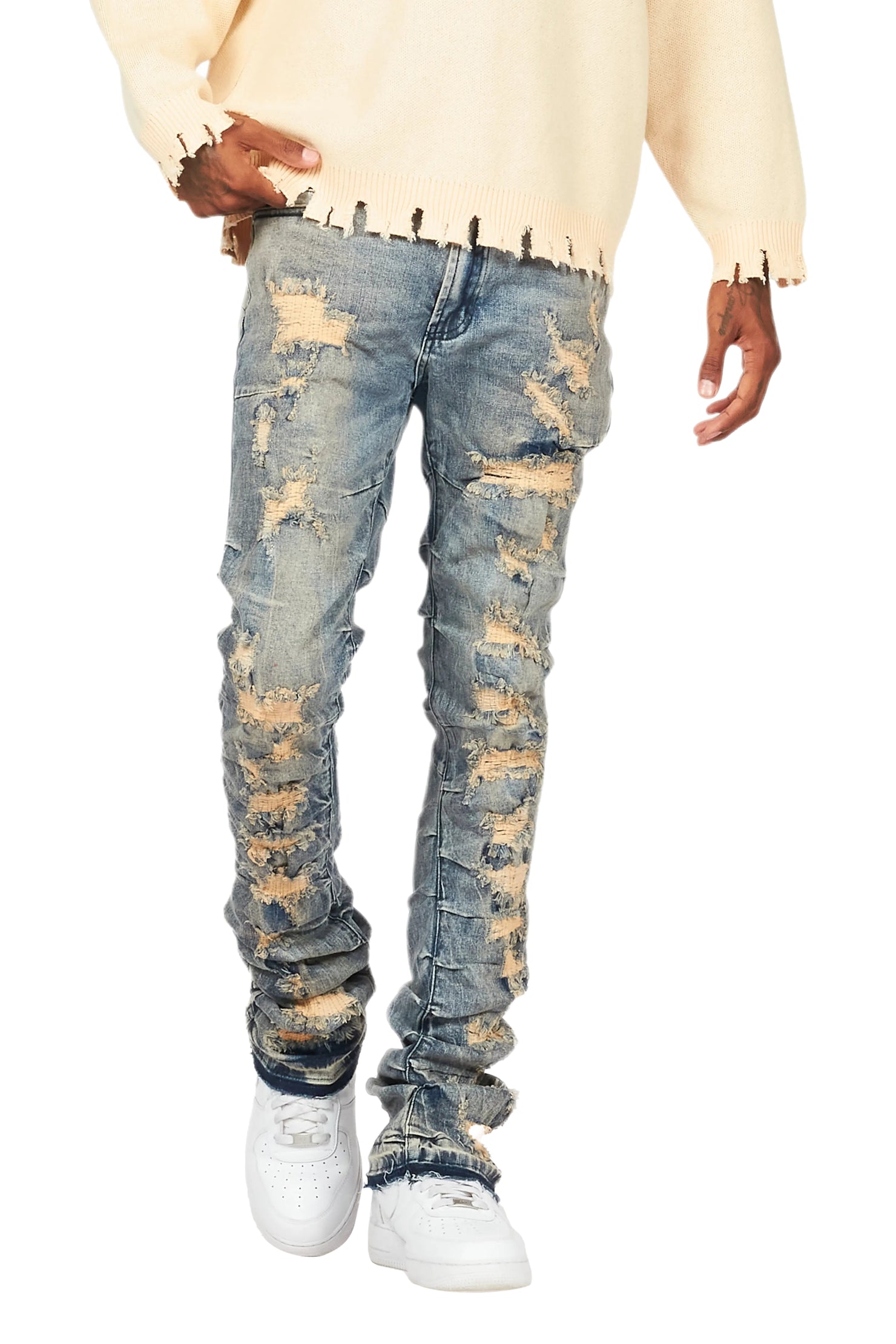 Mercol Blue Stacked Flare Jean
