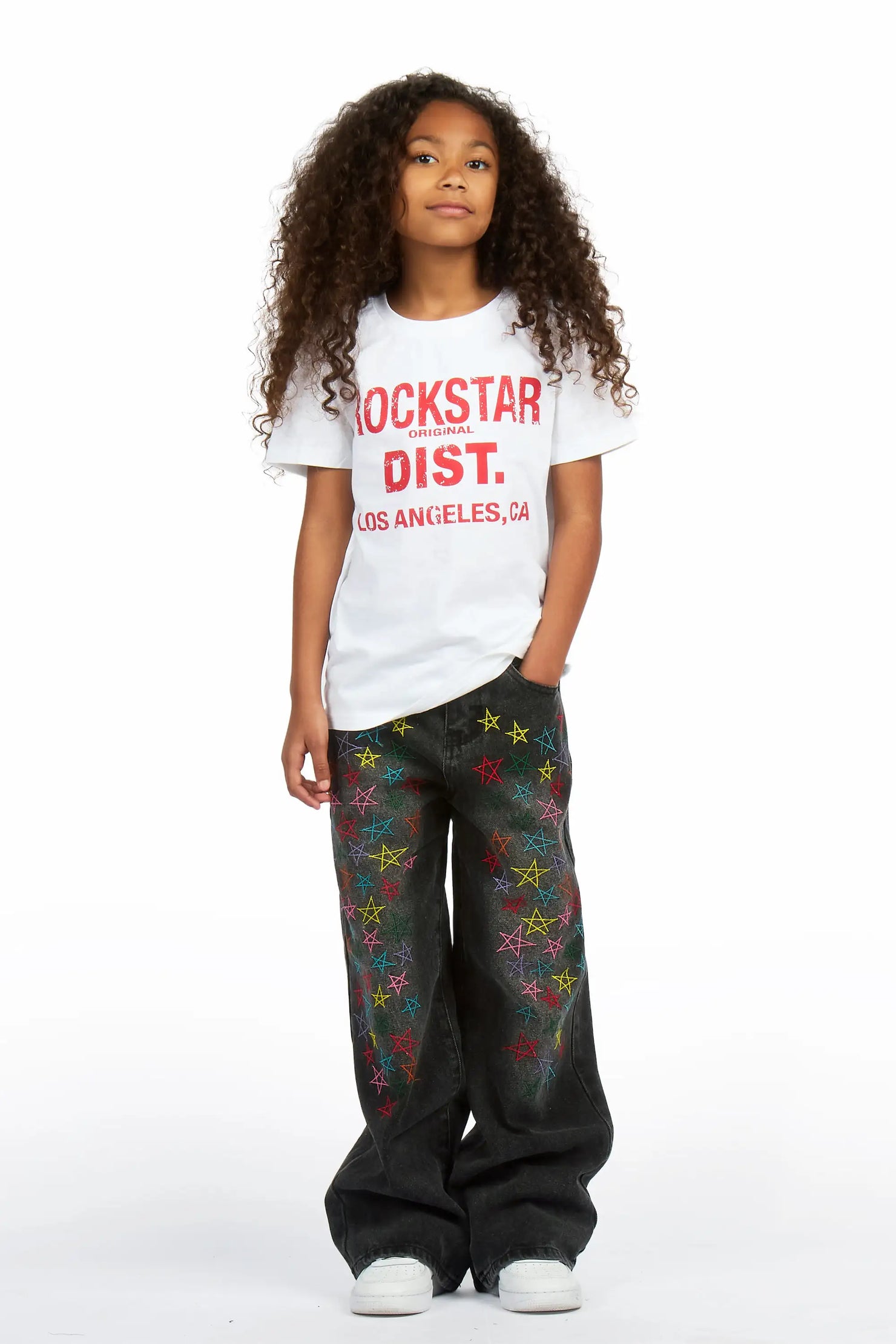 Girls Janny White/Red Graphic T-Shirt