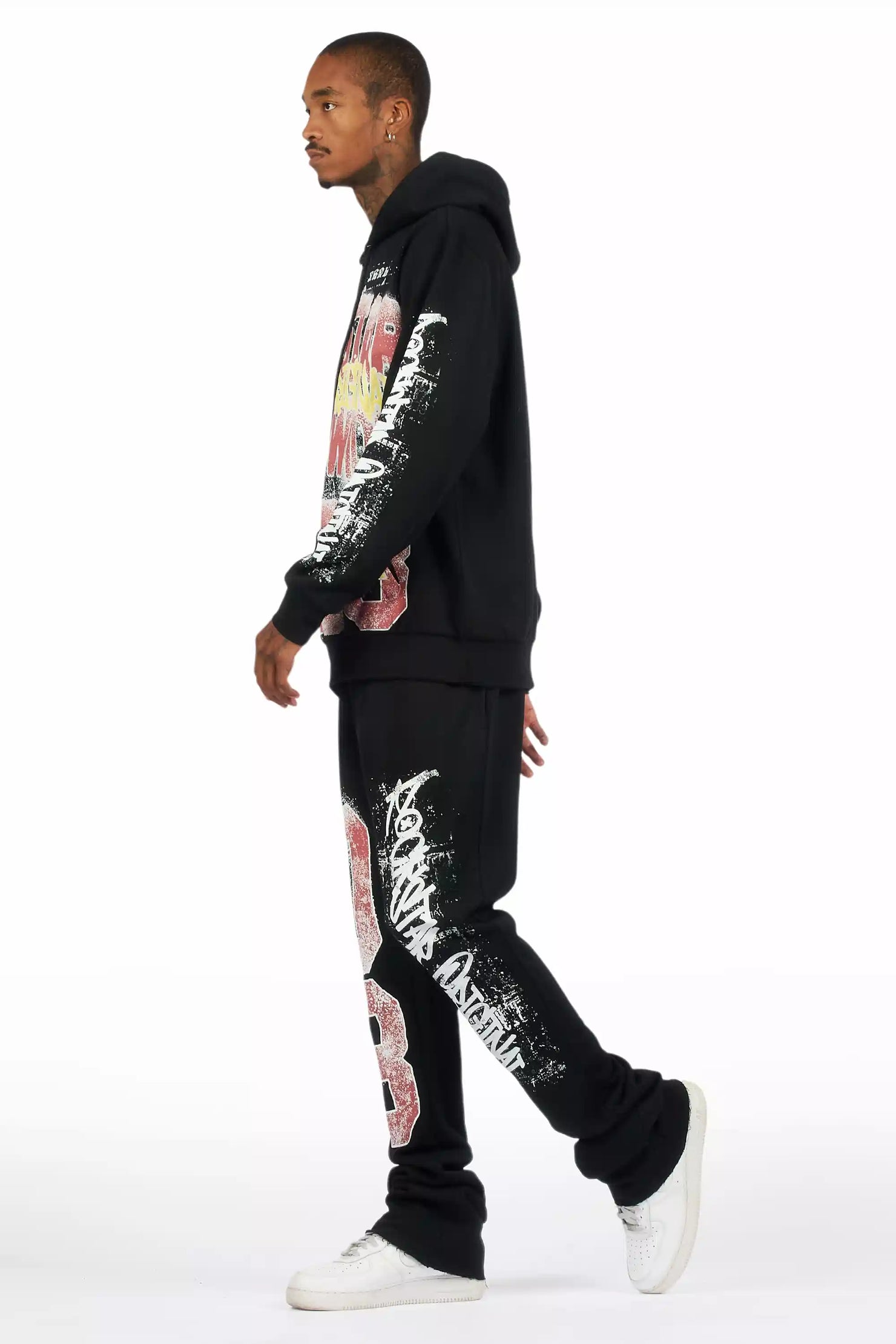 Parco Black Hoodie Stacked Track Set