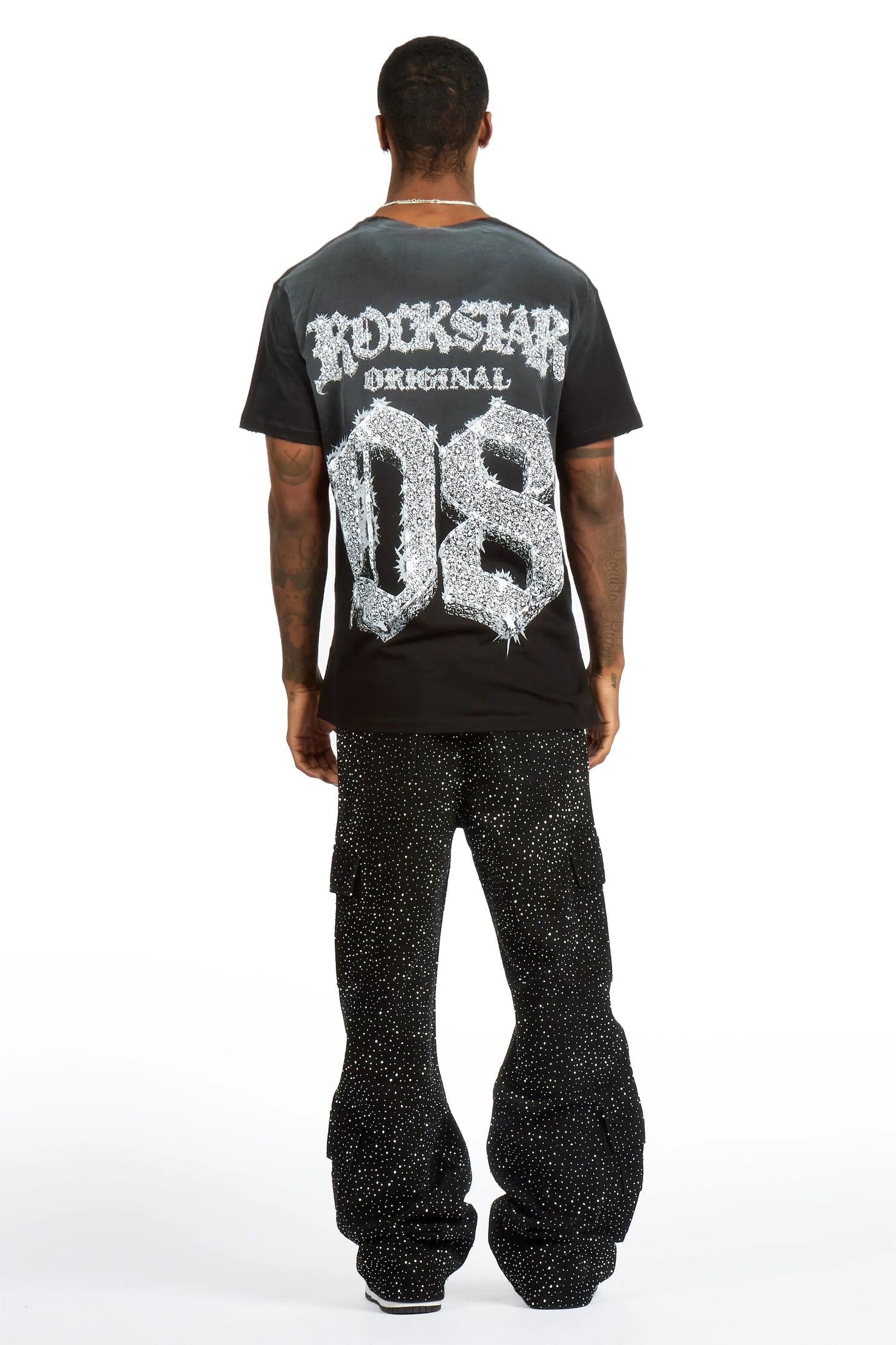 Aeson Black Rhinestone Baggy Fit Jean