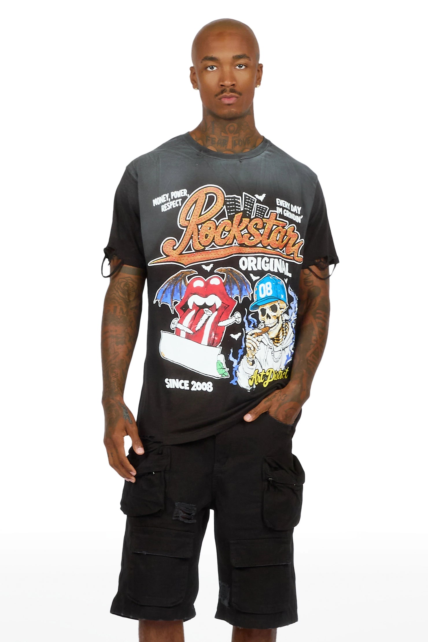 Batts Black Oversized Graphic T-Shirt