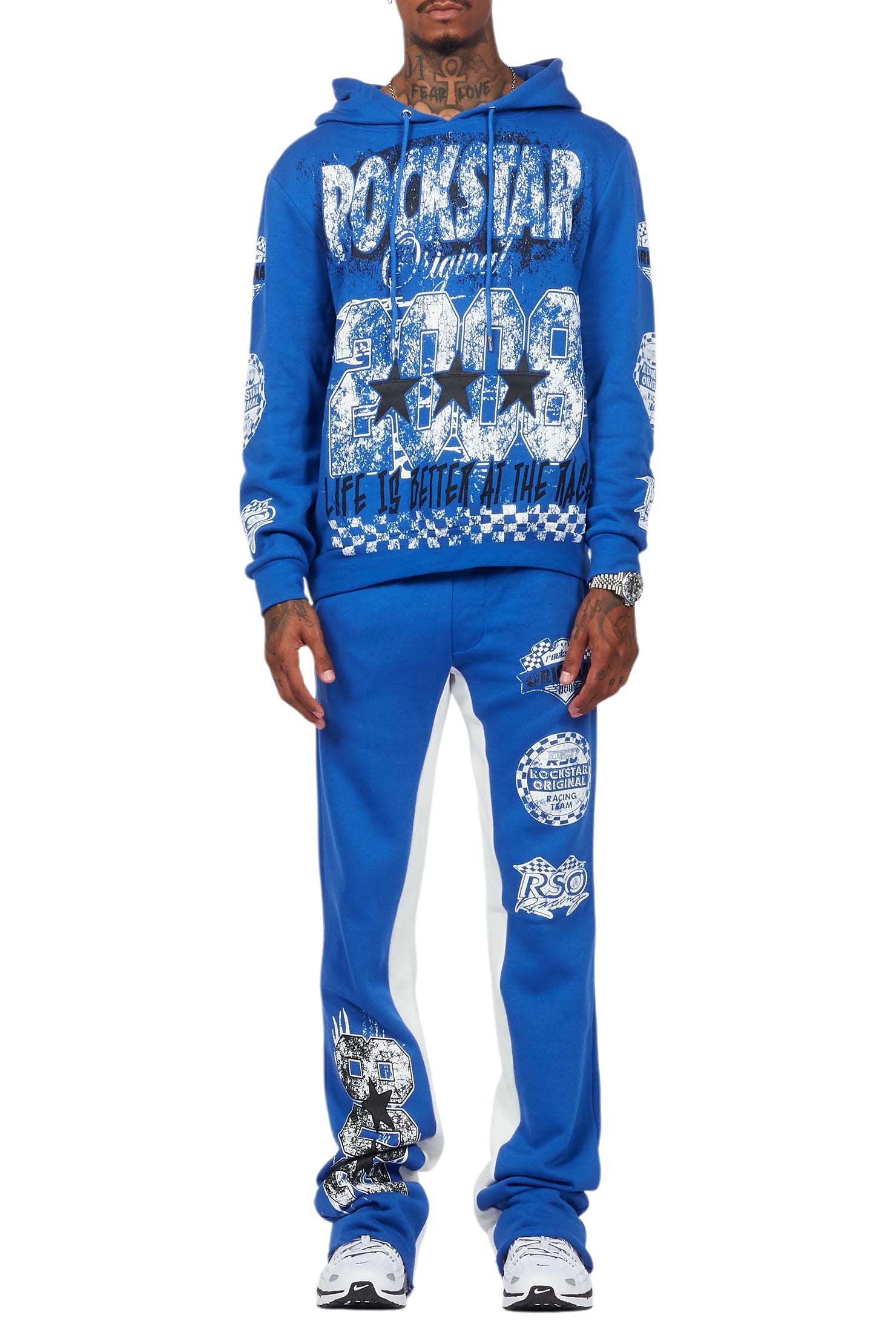 Racing Grung Royal Blue Hoodie/Baggy Track Pant Set