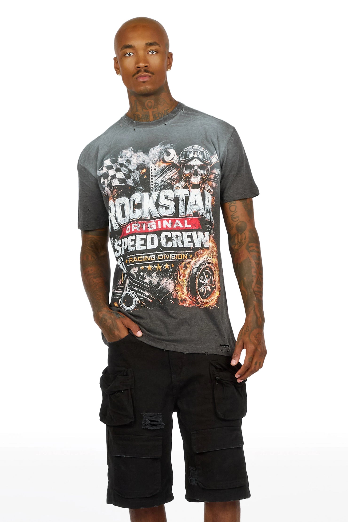 Cleaveland Charcoal Oversized Graphic T-Shirt
