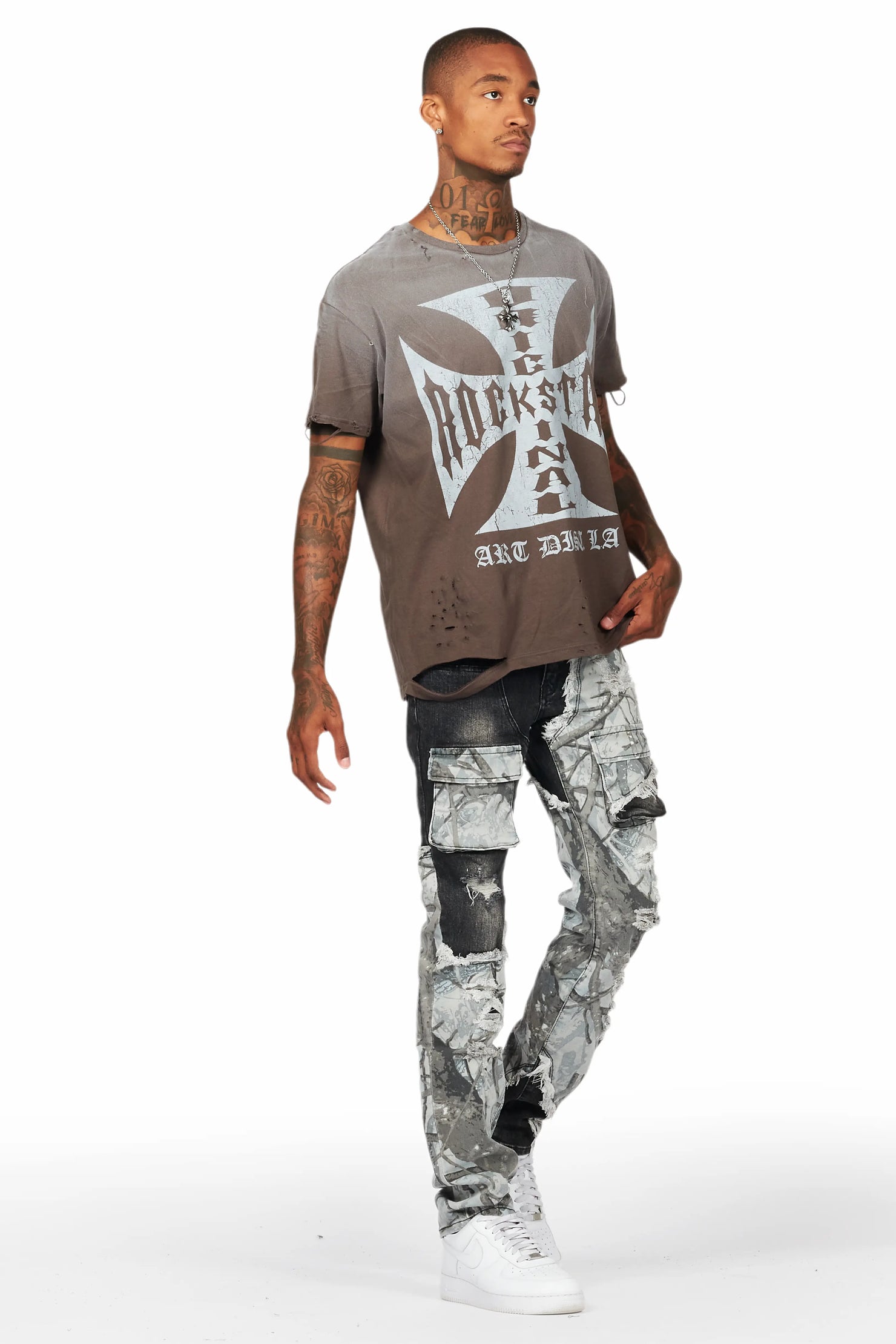 Hanse Dark Grey Slim Fit Cargo Jean