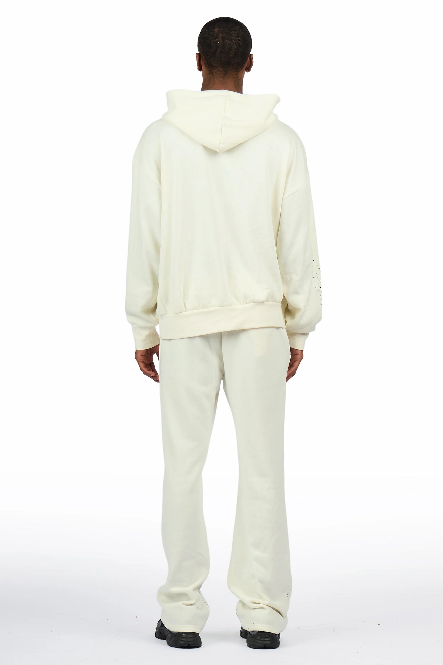 Borya Bone/Black Rhinestone Hoodie Relaxed Track Set