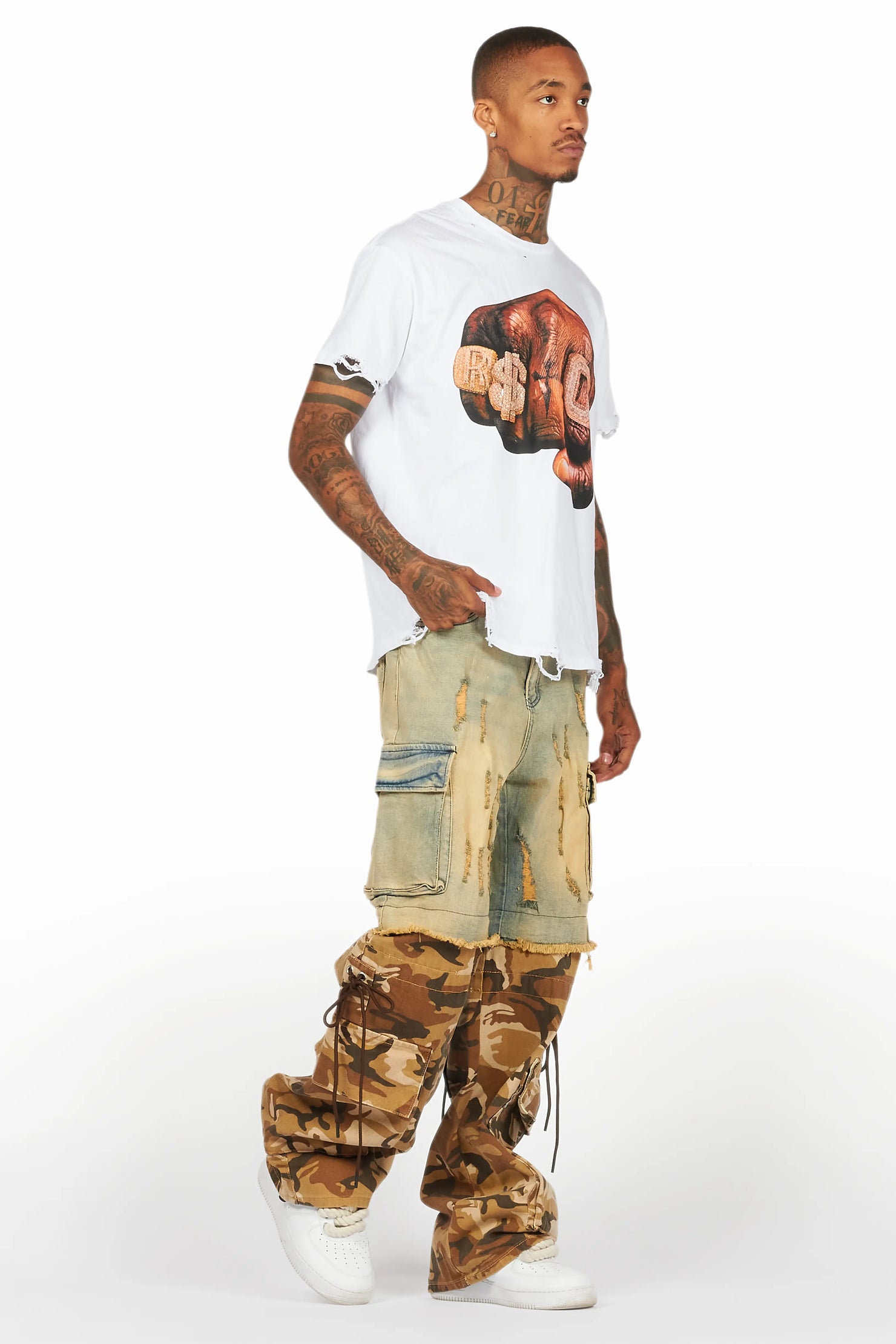 Baatar Blue/Brown Camo Baggy Fit Jean