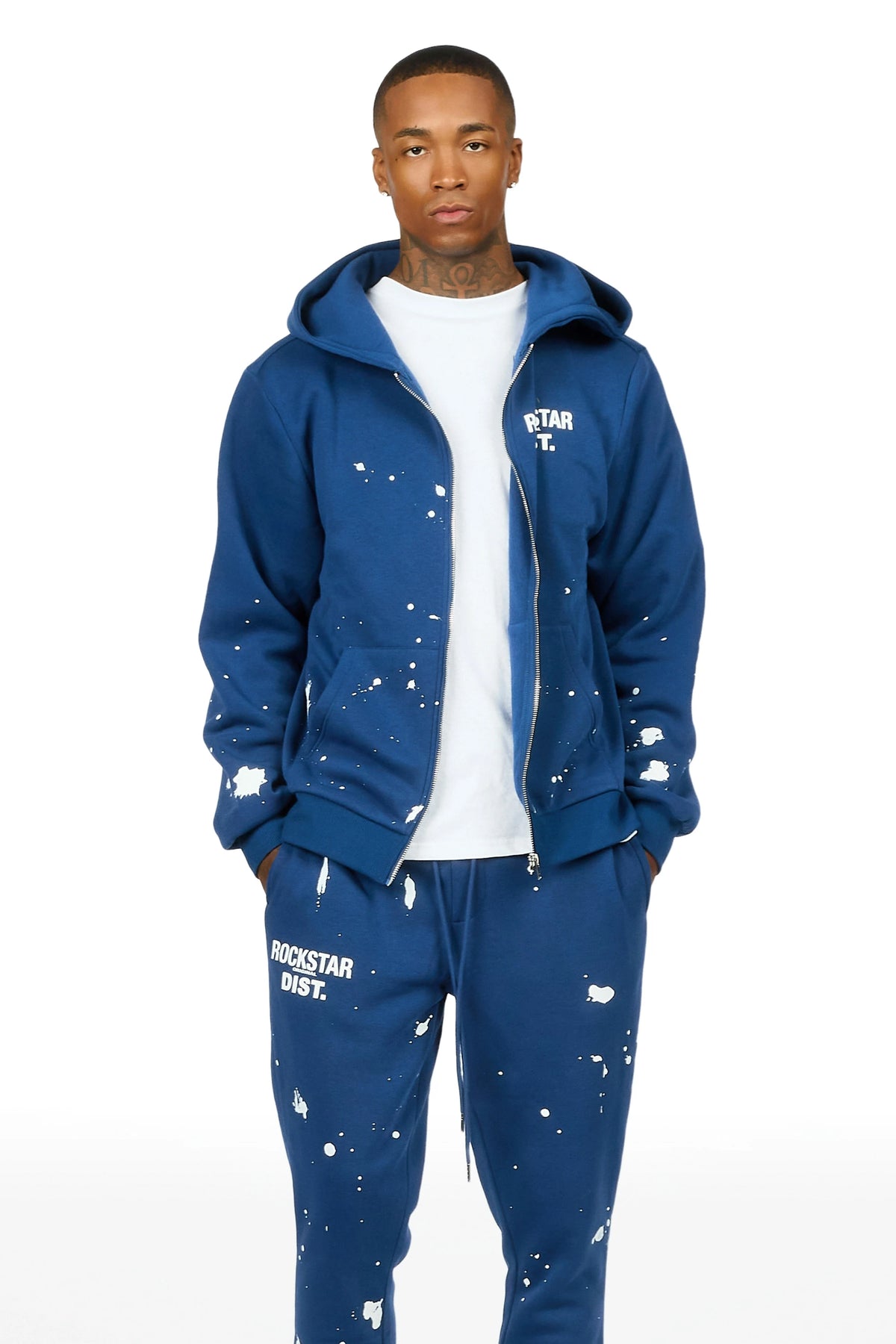 Zip Up Navy Raffer Hoodie/Stacked Track Set