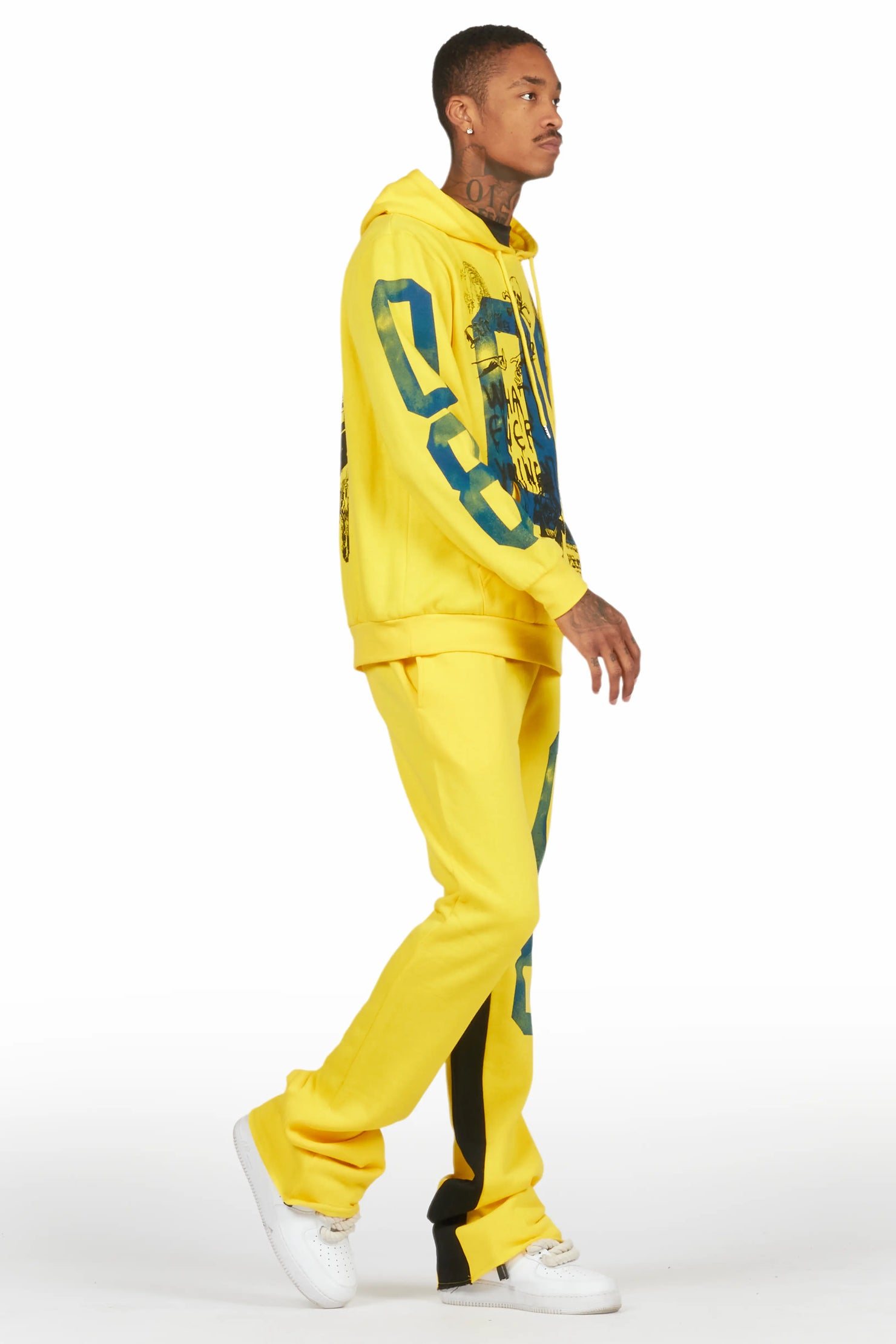 Grill Yellow Hoodie Baggy Track Pant Set