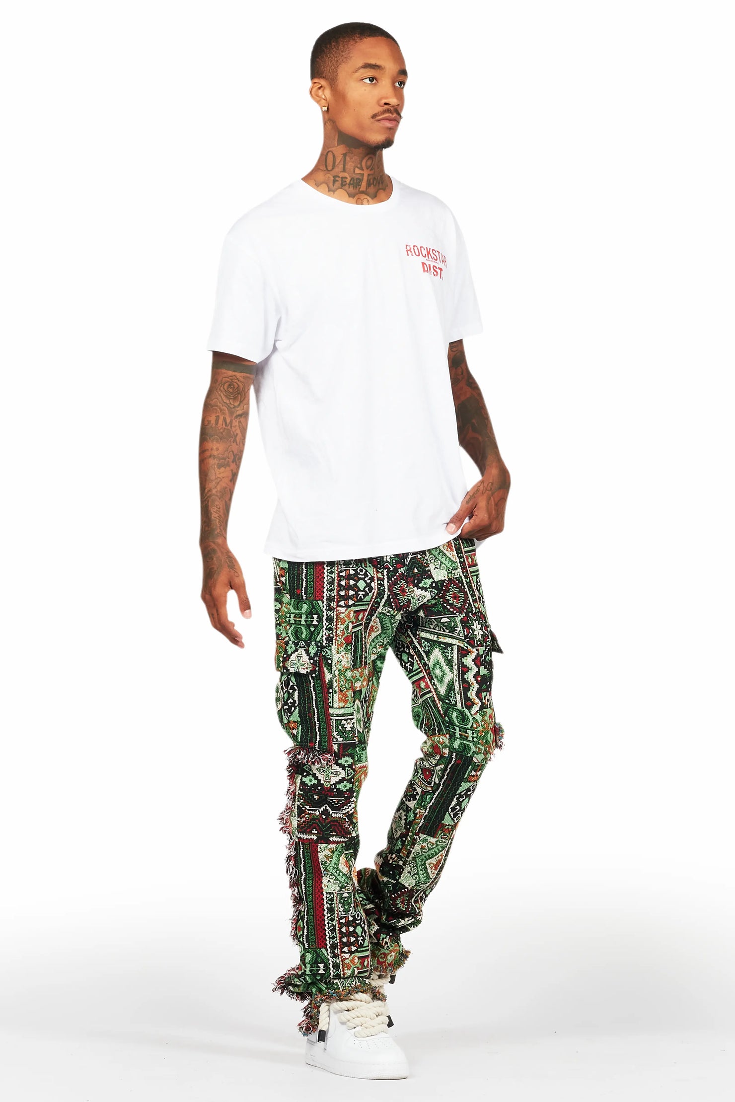 Ayami Green Slim Tapestry Flare Jean