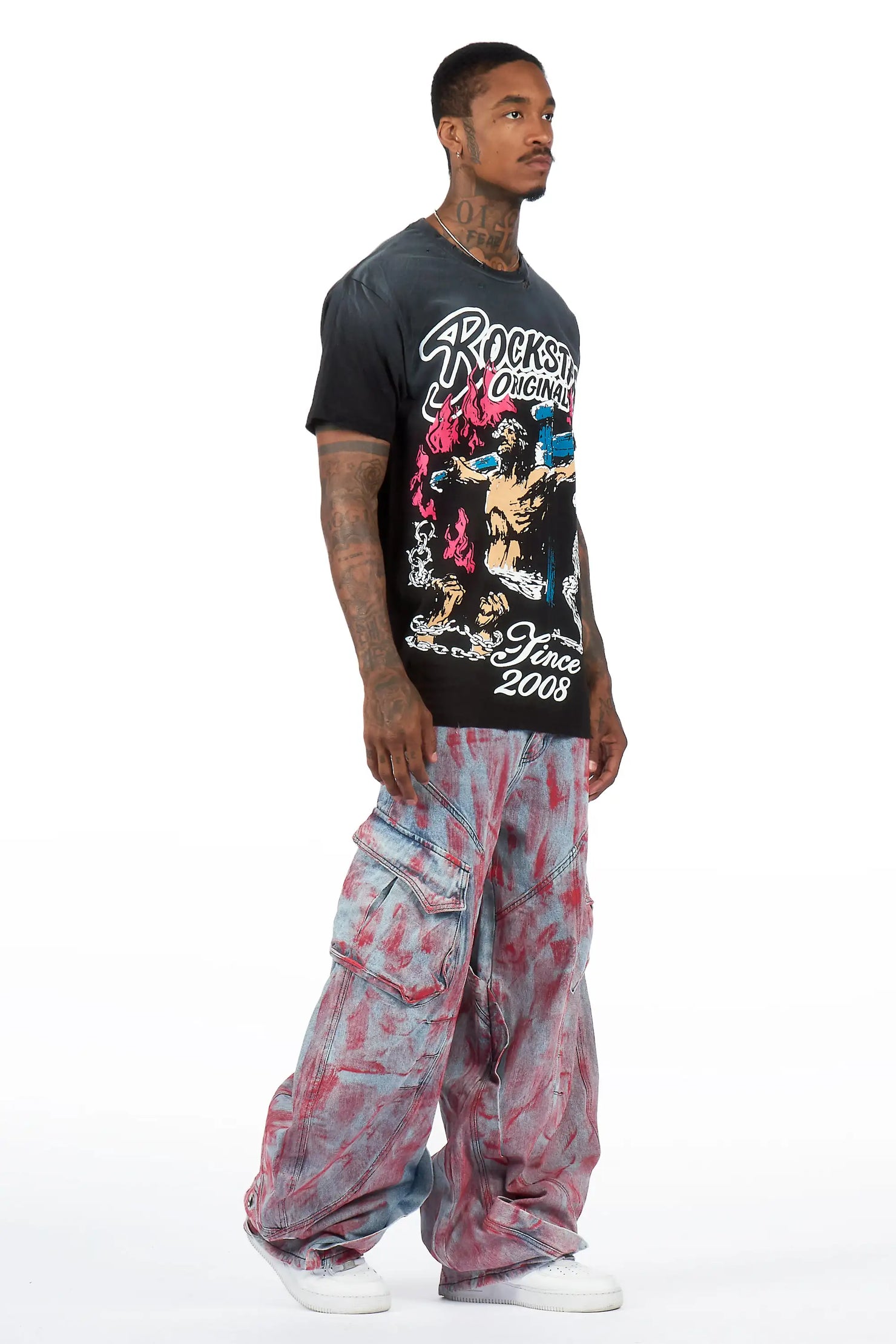 Tren Red/Blue Barrel Fit Jean