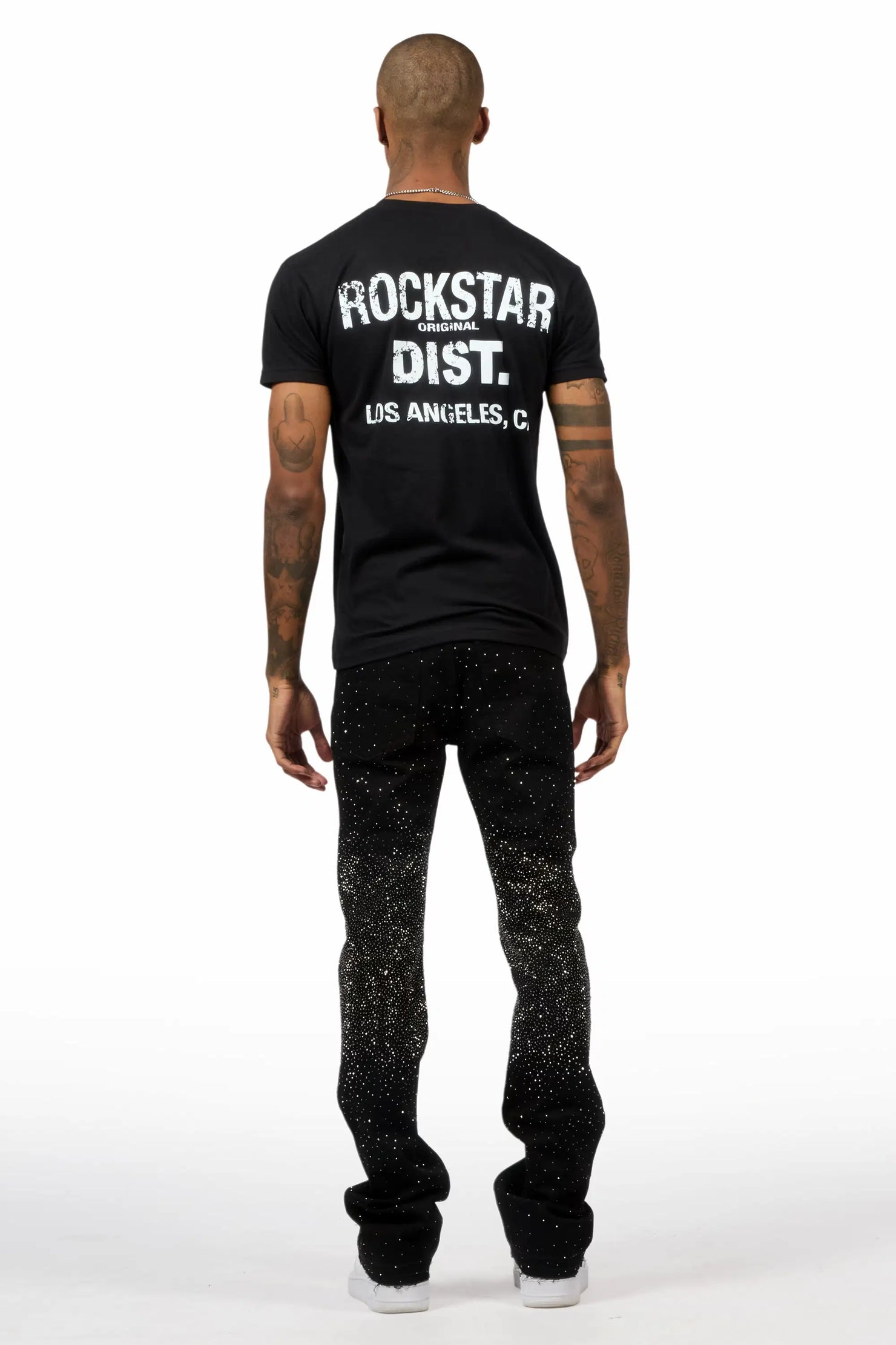 Onyx Black Stacked Flare Jean