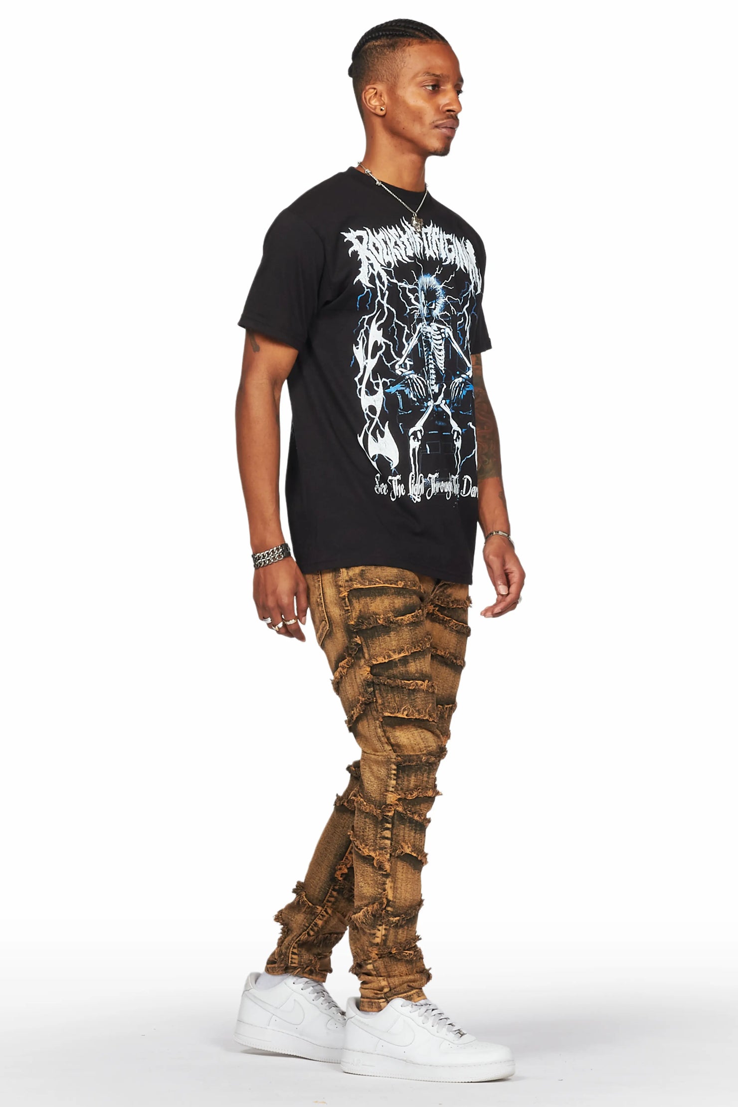 Ebrill Gold Patchwork Skinny Fit Jean