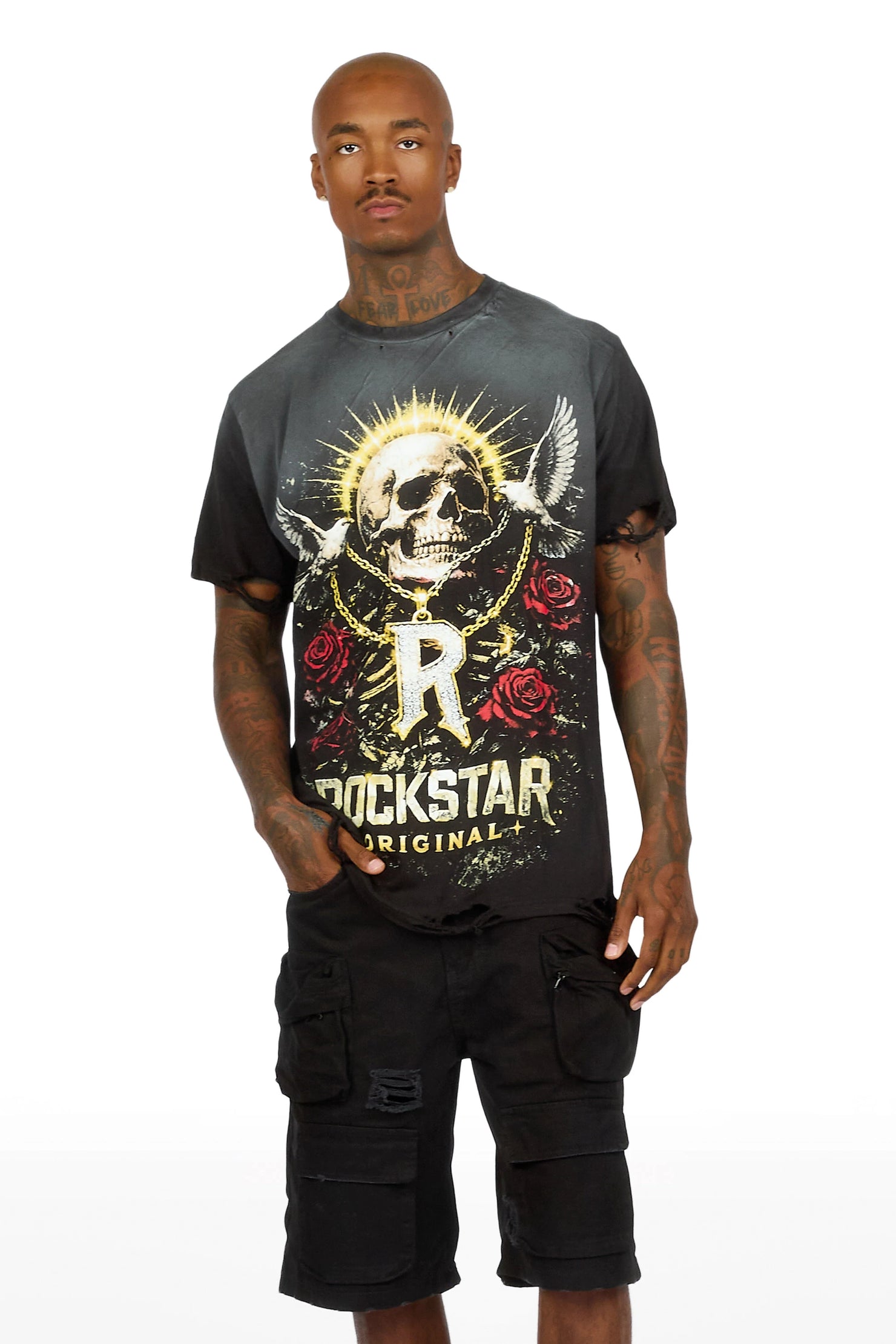Caprie Black Oversized Graphic T-Shirt