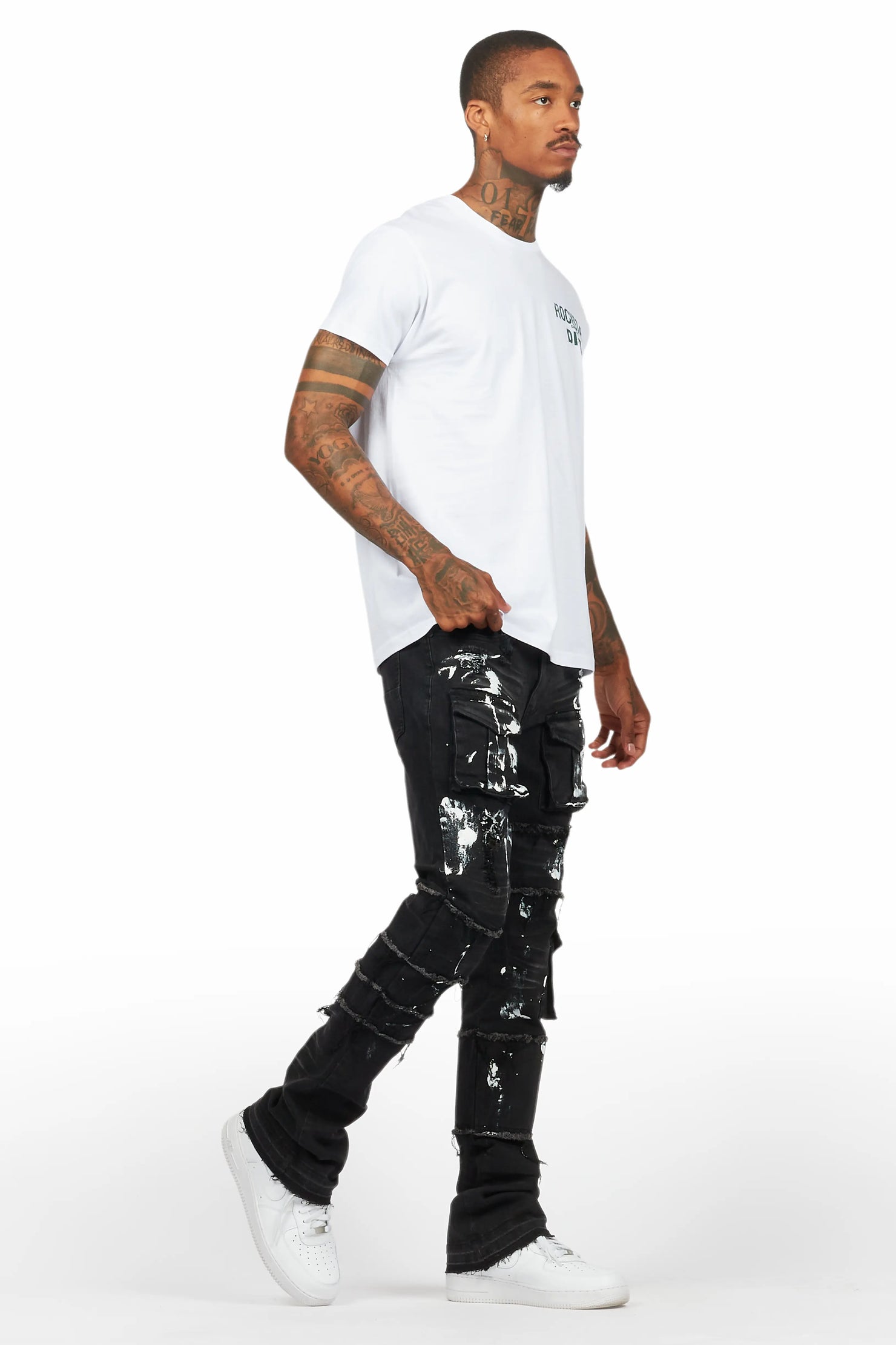 Folly Dark Grey Painter Stacked Flare Jean